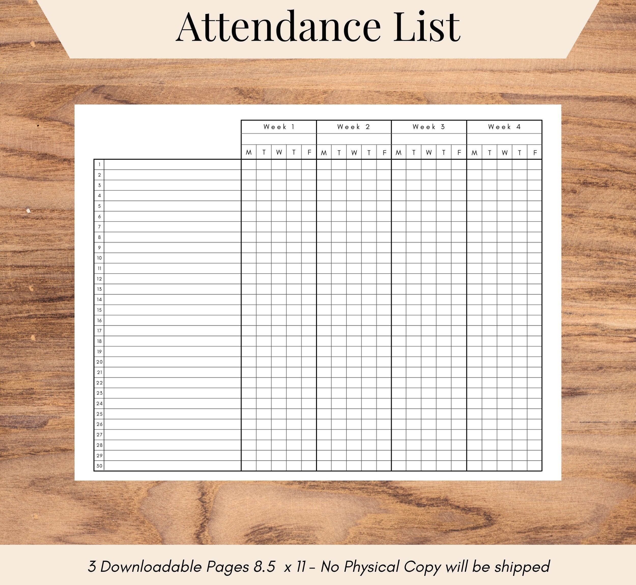 Free Printable Editable Attendance Sheet Tpt