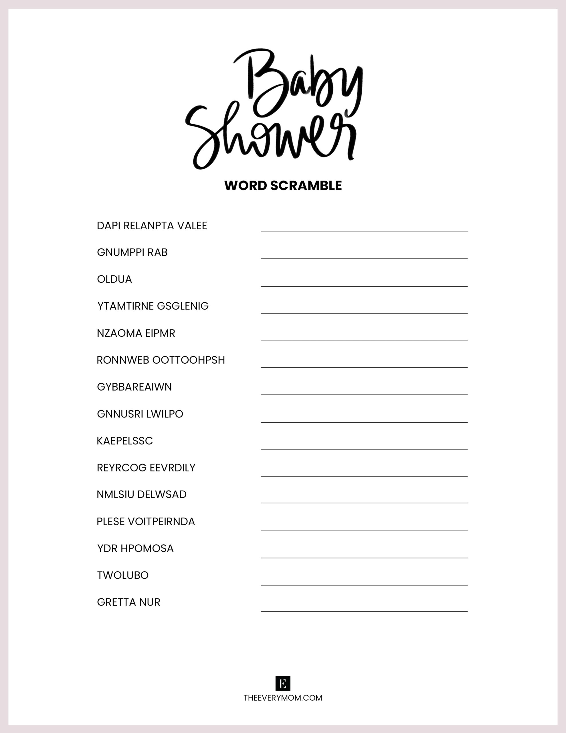 Free Editable Baby Shower Printables