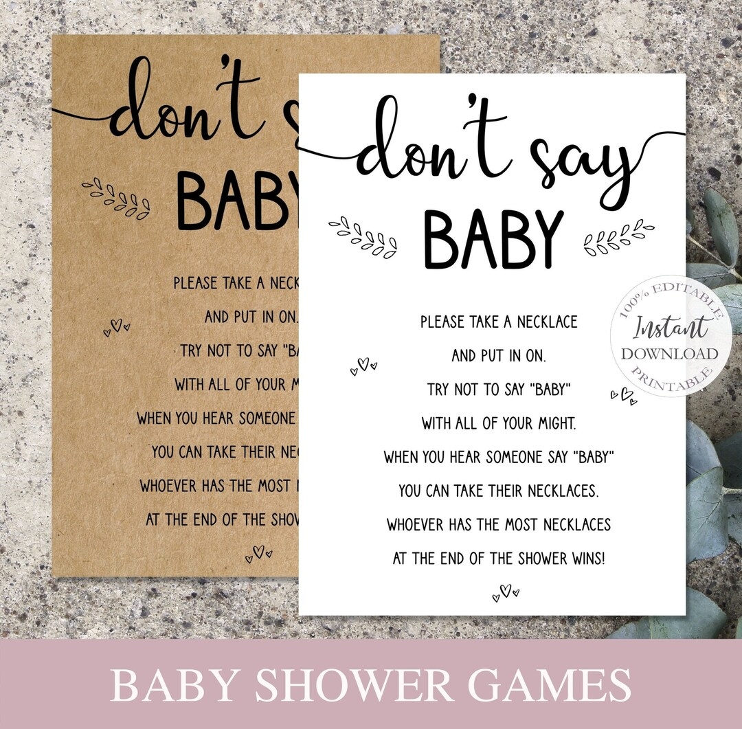 Baby Shower Games Printable Editable Don t Say Baby Game Rustic Baby Shower Game Template Distant Baby Shower Game Fun Baby Game srp 030 Etsy Norway