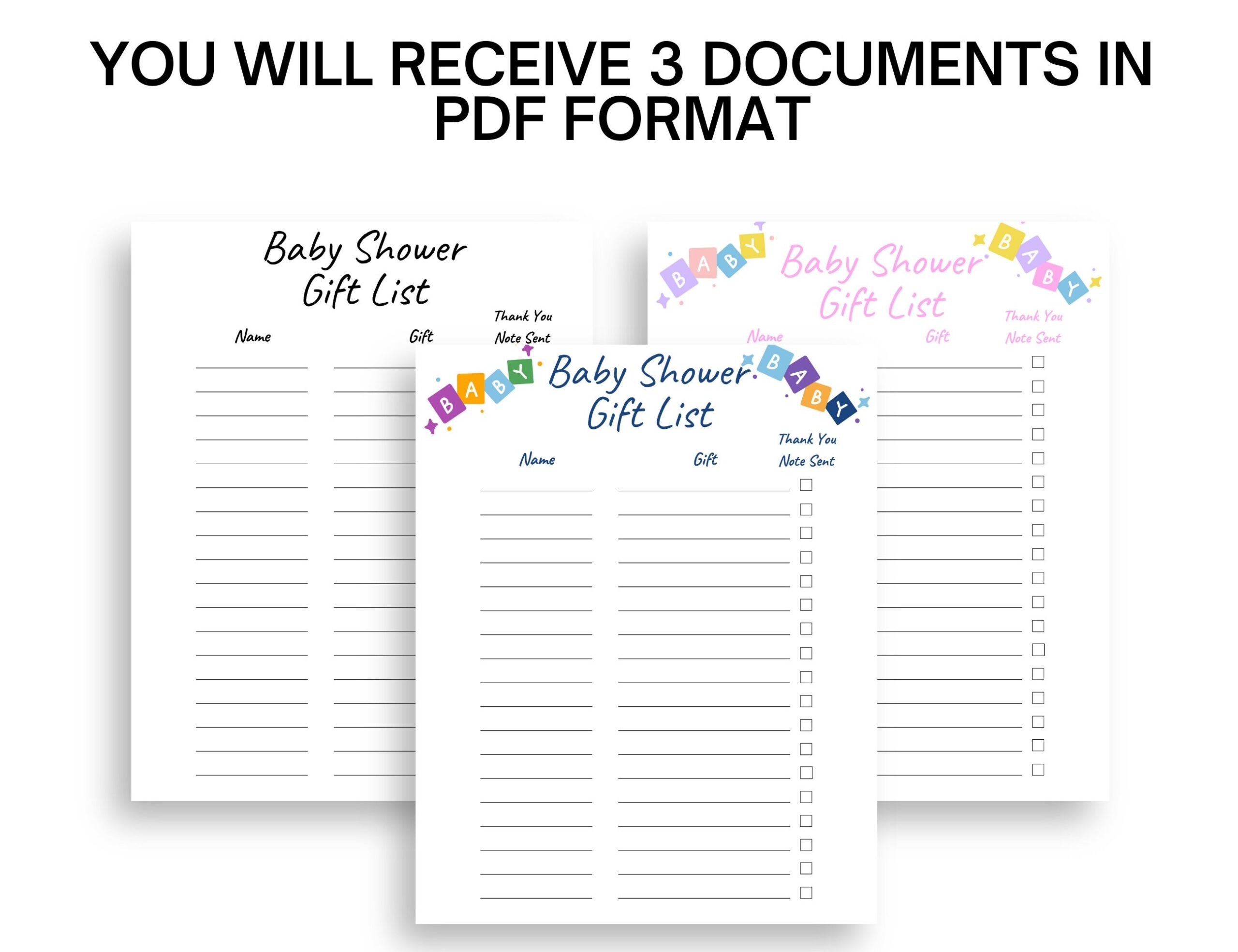 Baby Shower Gift List Printable With Thank You Note Tracker Etsy