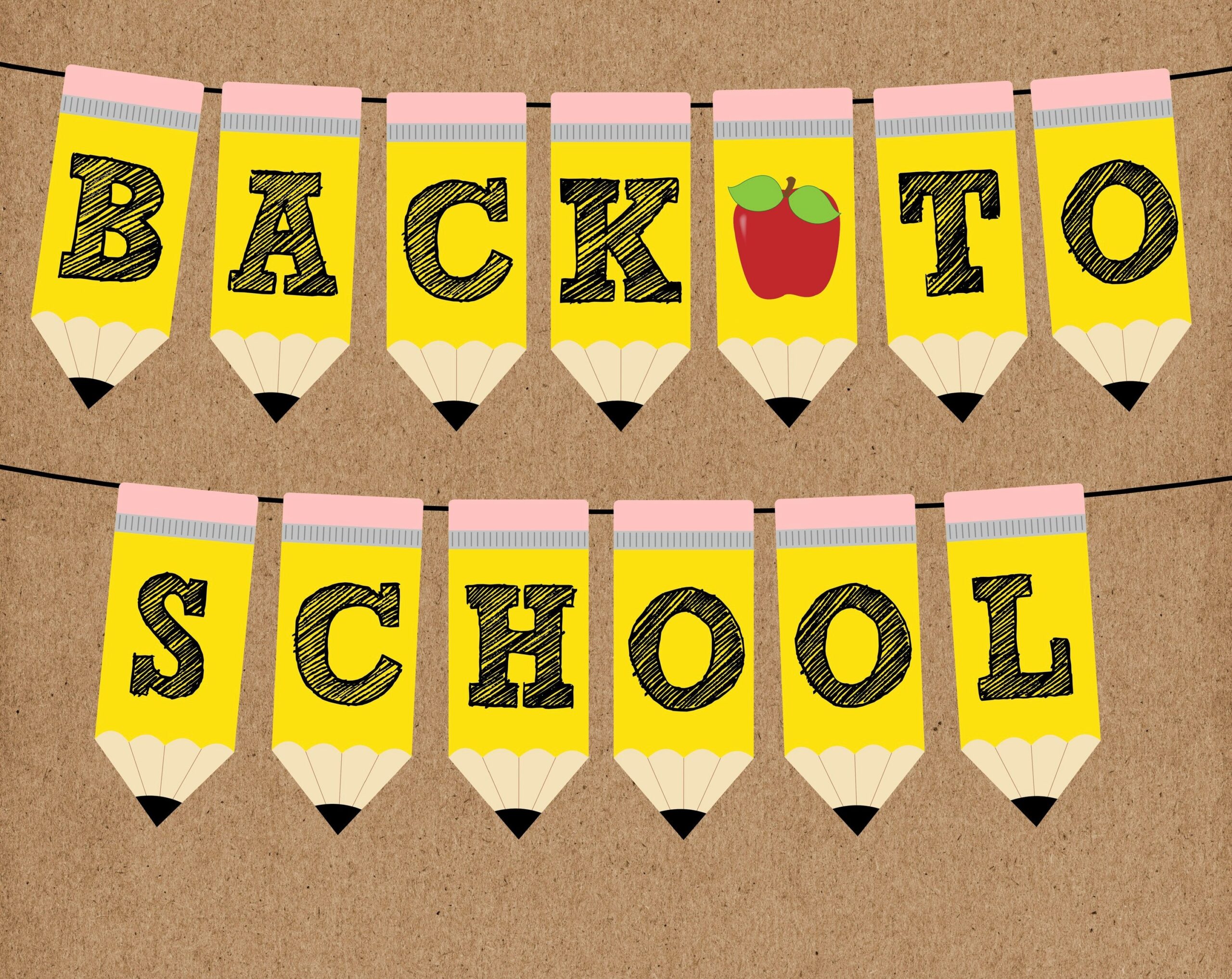 Back To School Pencil Banner FULL ALPHABET Instant Digital Download Perfect For Teachers Classroom Back To School Party Etsy