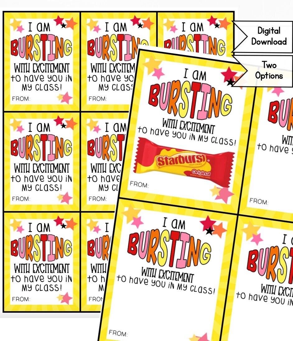 Back To School Tag I Am Bursting With Excitement To Have You In My Class Printable Tag Digital Downloads PTA Snack Tags Student Gift Etsy