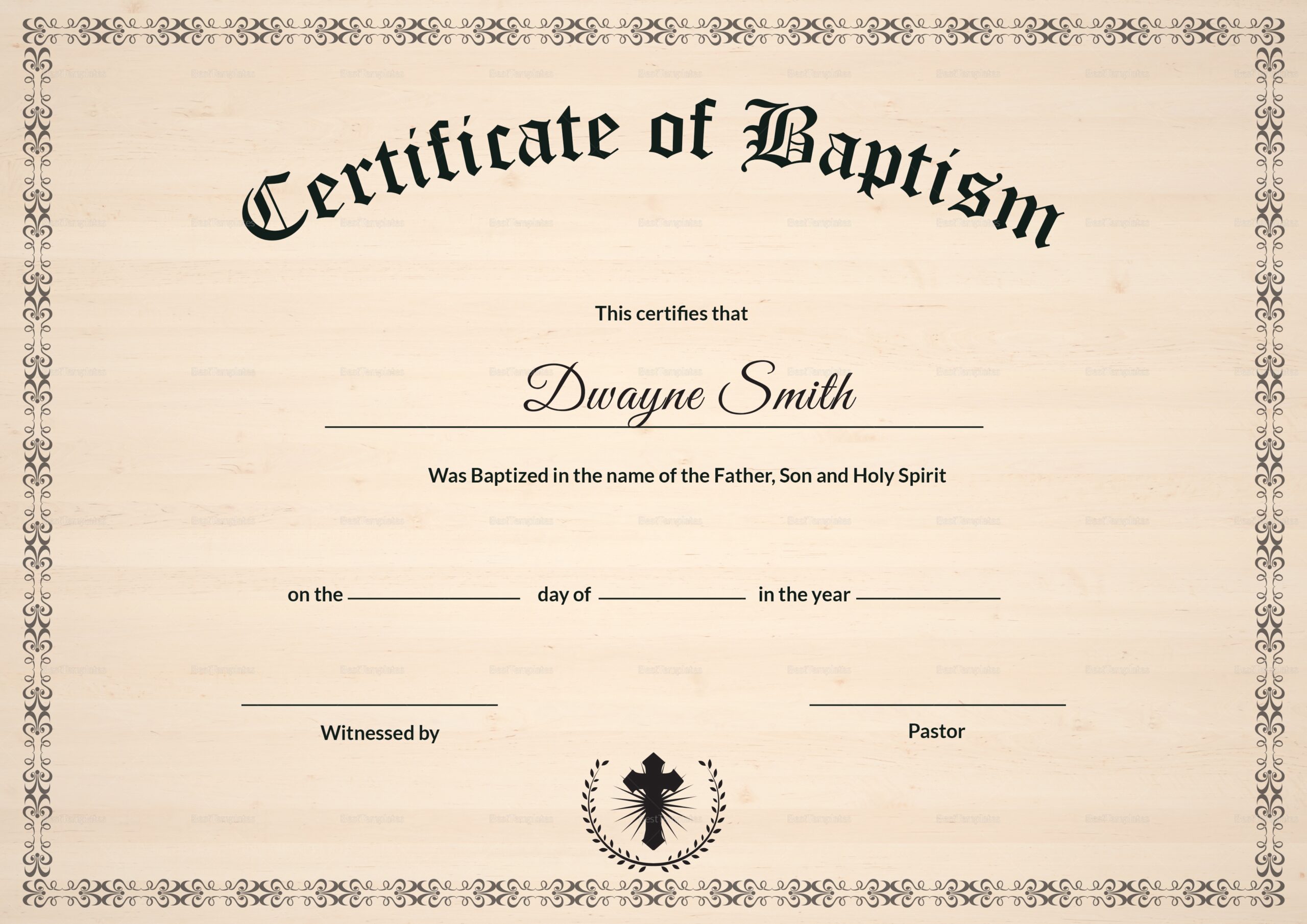 Free Editable & Printable Baptism Certificates
