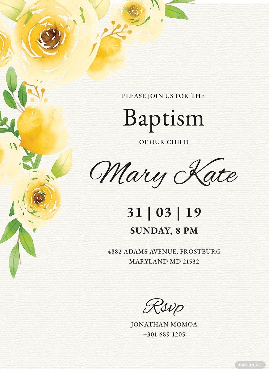 Baptism Invitation Card Template In Illustrator Pages Word Publisher PSD Download Template