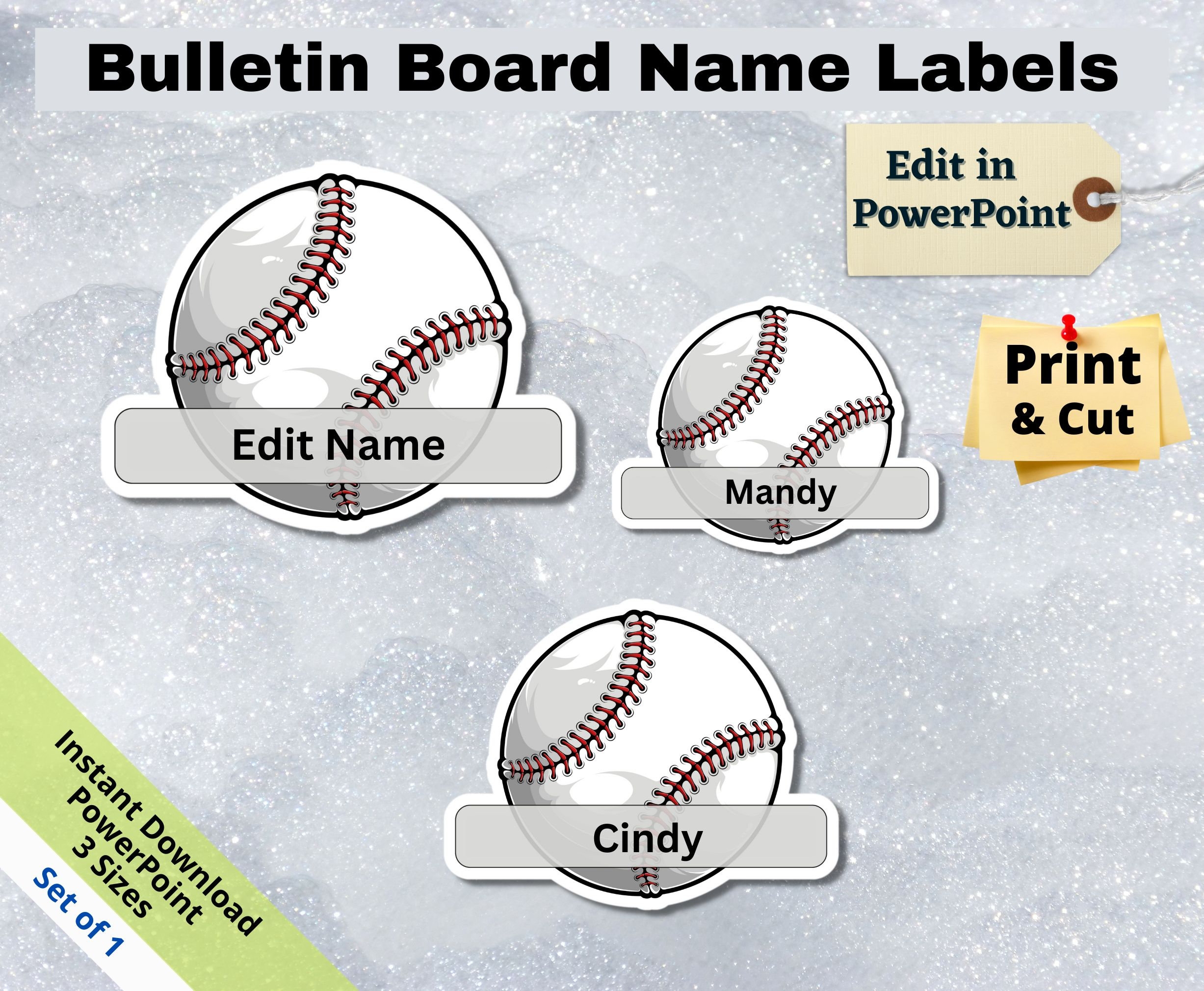 Baseball Editable Student Name Tags PRINTABLES Classroom Bulletin Board D cor Door Name Labels Bunting Sticker Sheet Template Etsy