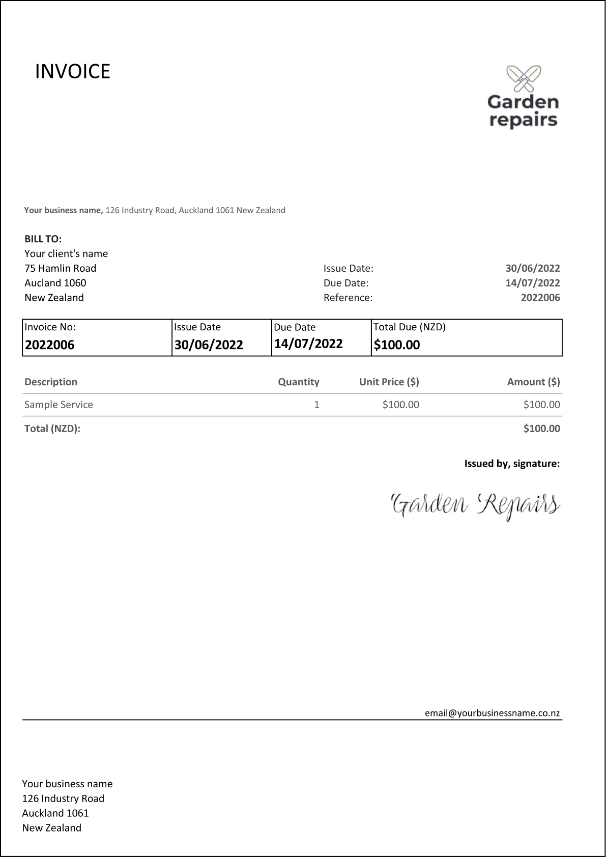 Free Editable Printable Service Invoice Template