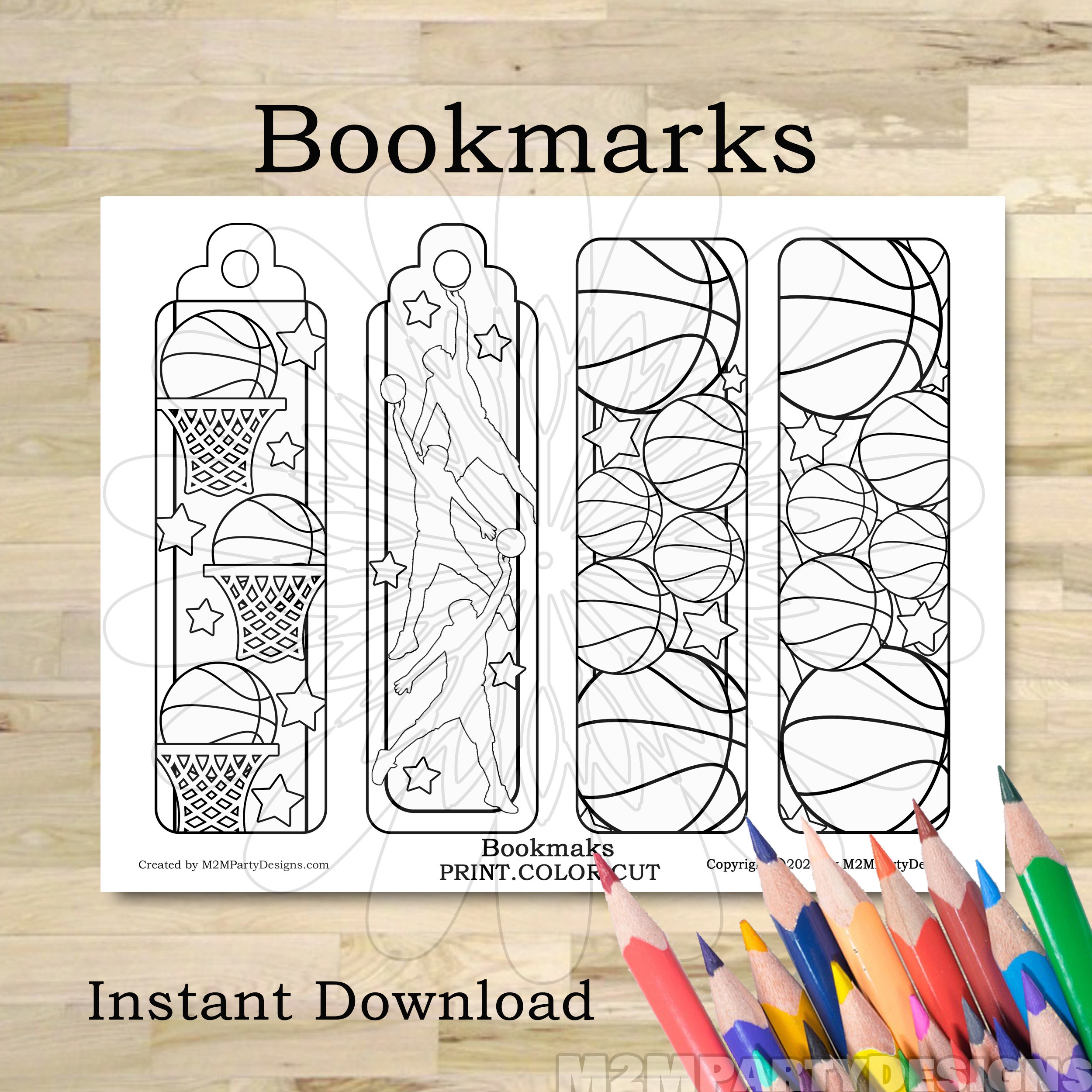 Basketball Bookmark Coloring Bookmarks Bookmark Back To School Coloring Bookmarks Kids Printable Bookmarks To Color Planner Bookmark Etsy