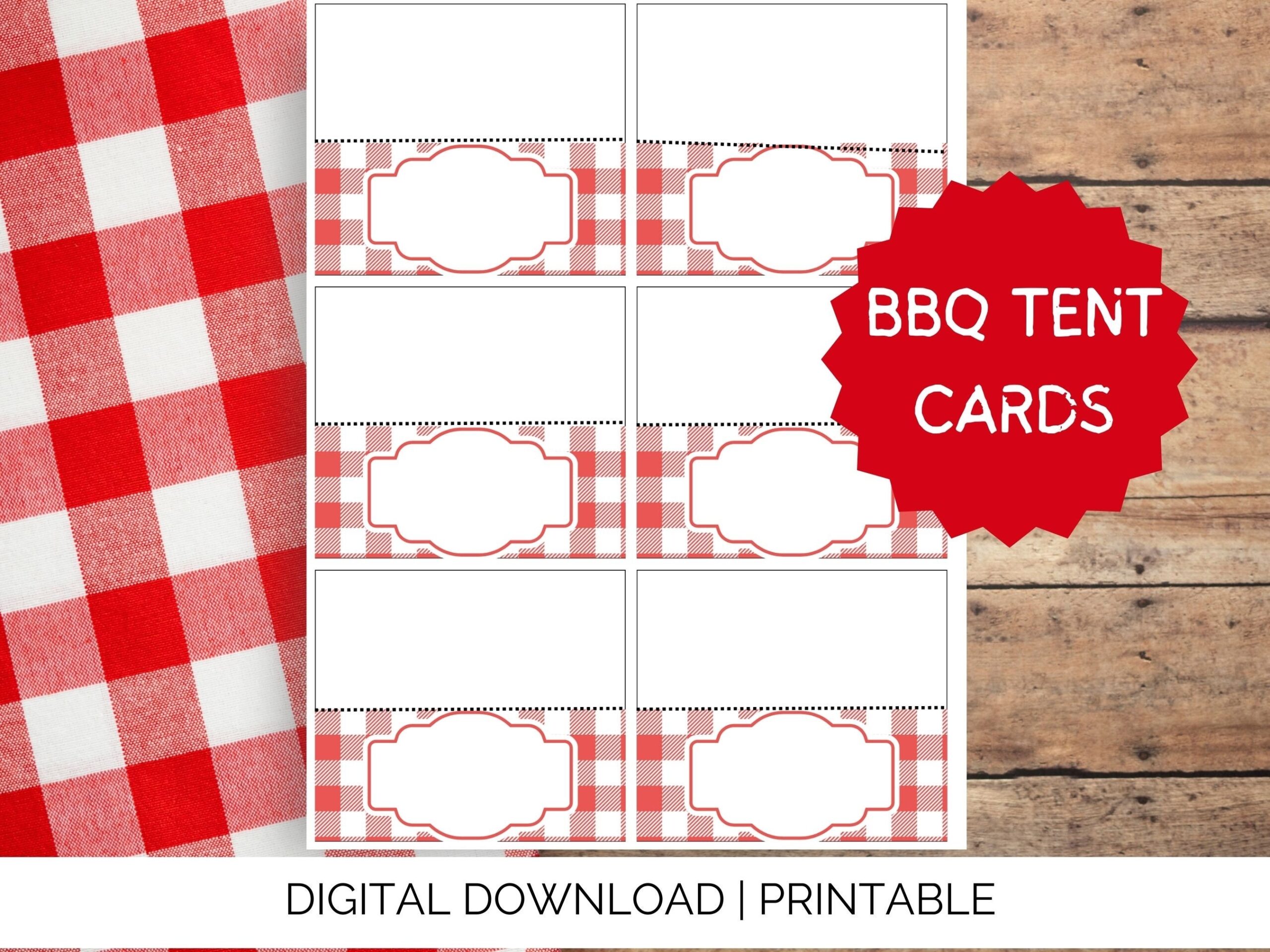 BBQ Place Cards Printable BBQ Food Labels Picnic Food Tent Cards BBQ Food Tents Cards Food Label Template Etsy