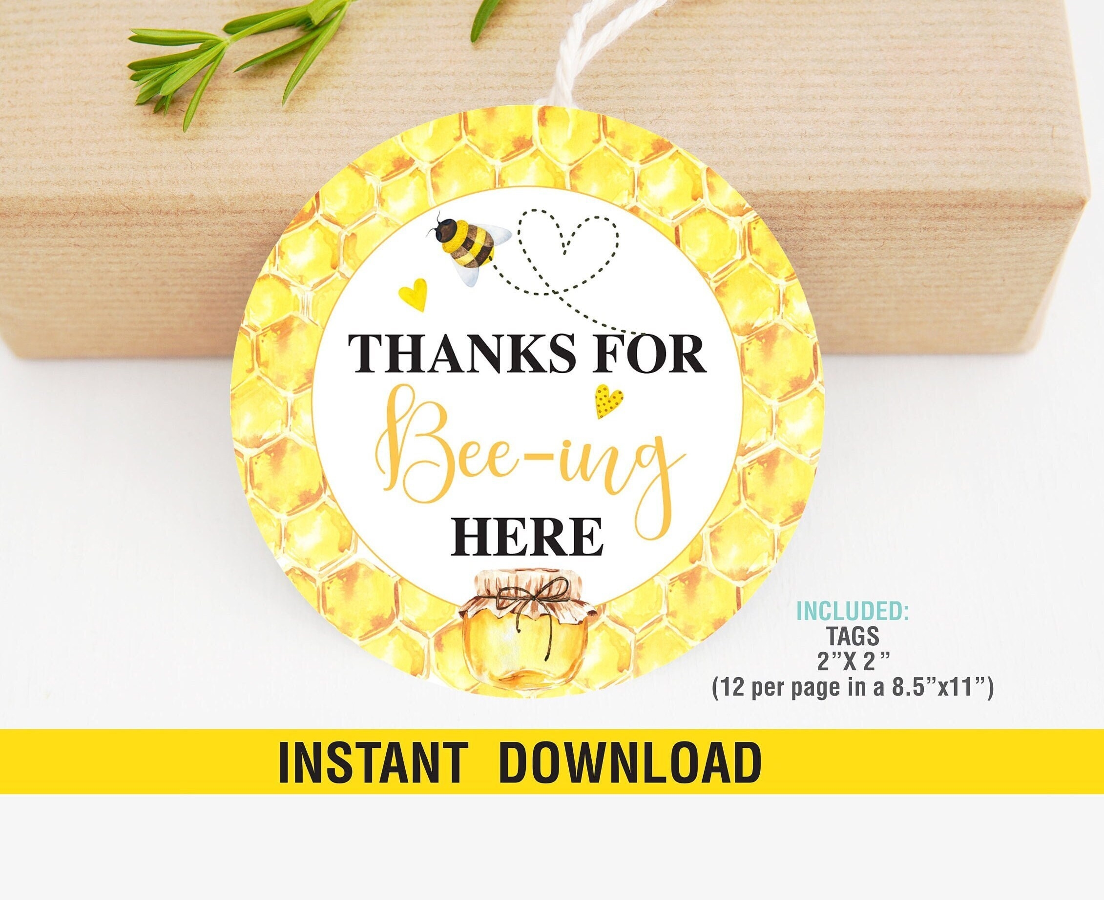 Bee Thank You Free Editable Printable Tags