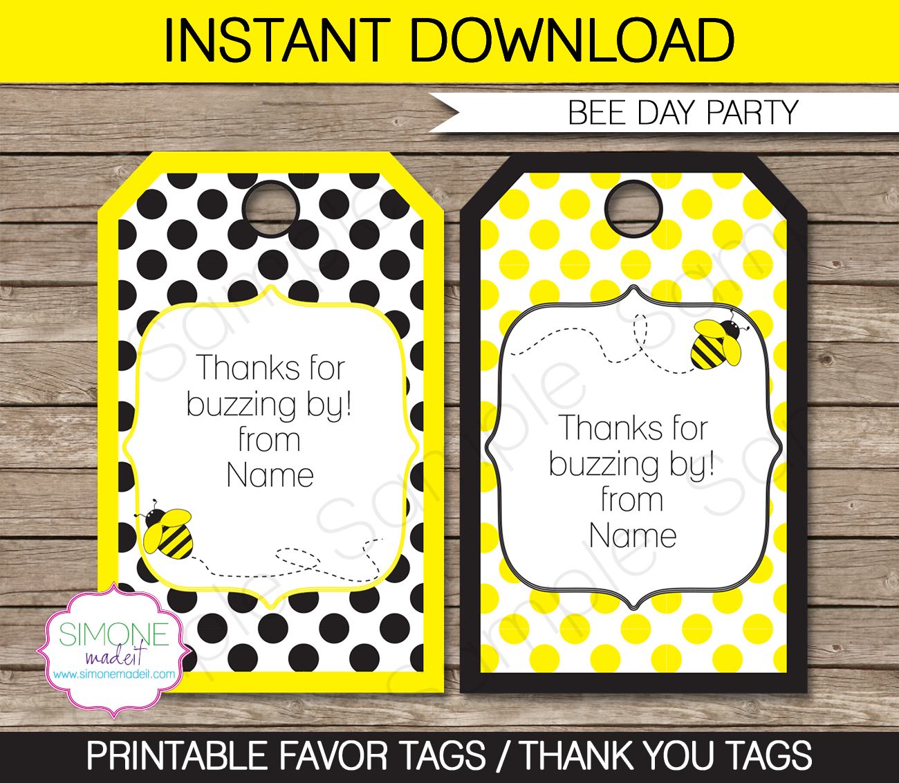 Bee Party Favor Tags Template Thank You Tags