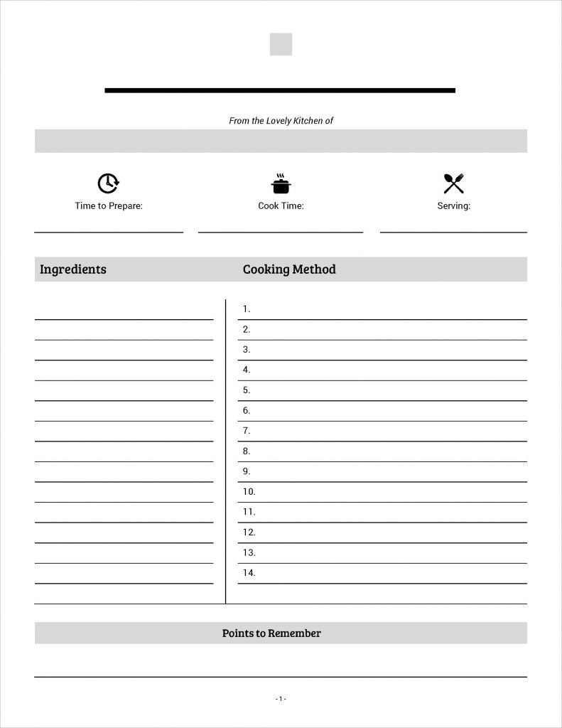 Best Looking Full Page Recipe Card In Microsoft Word