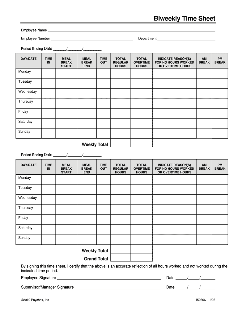 Bi Weekly Time Sheets Fill Online Printable Fillable Blank PdfFiller
