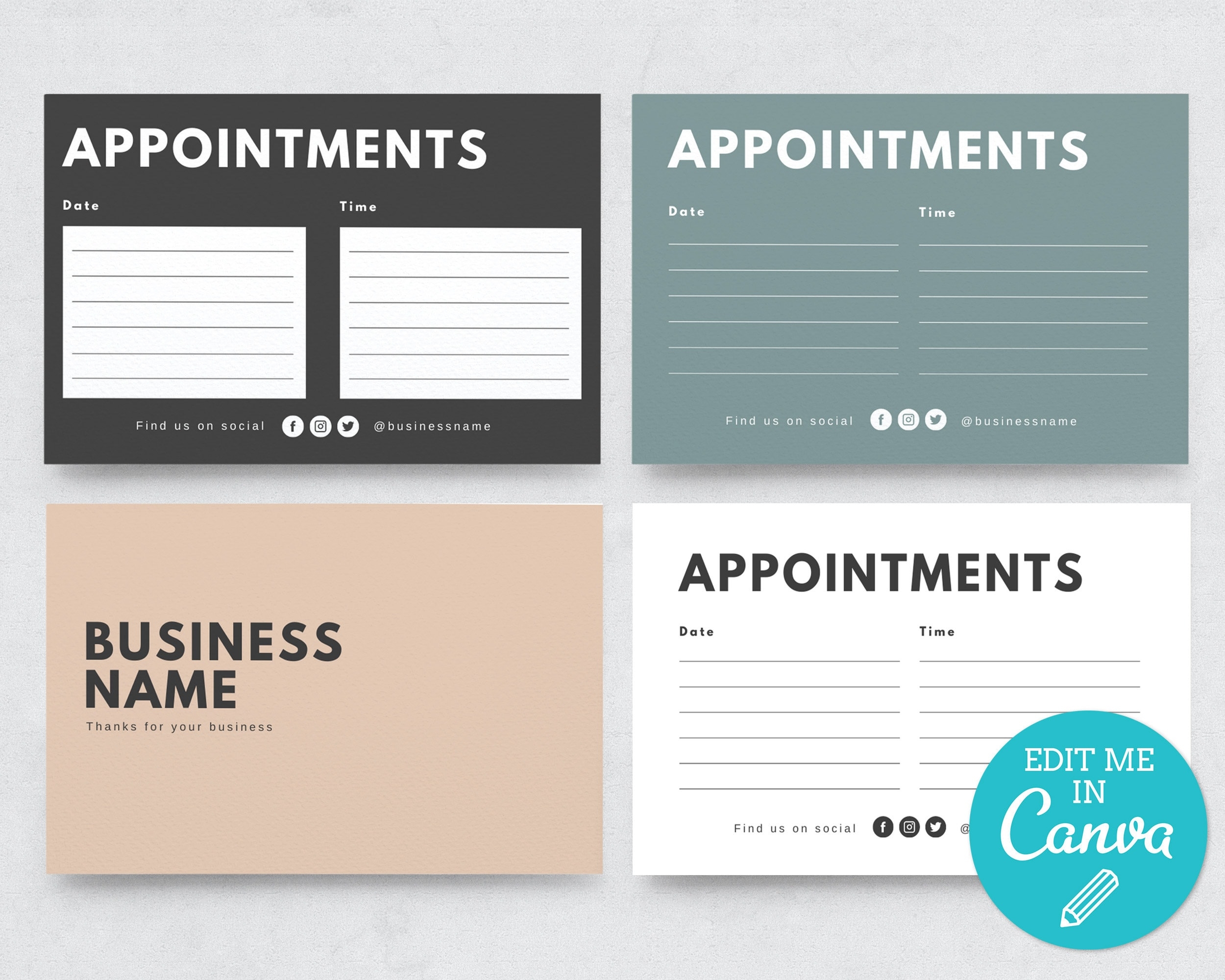 Big Bold Appointment Card Template Editable Appointment Card Minimalist Appointment Reminder Card Personalised Appointment Cards Etsy