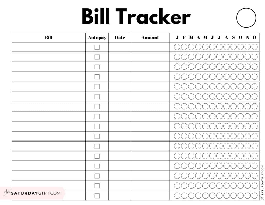 Bill Pay Organizer Editable Printable