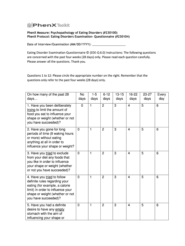 Binge Eating Questionnaire Pdf Fill Out Sign Online DocHub