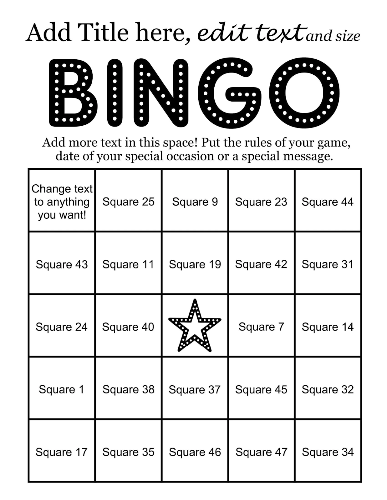 Edit Bingo Printable 9