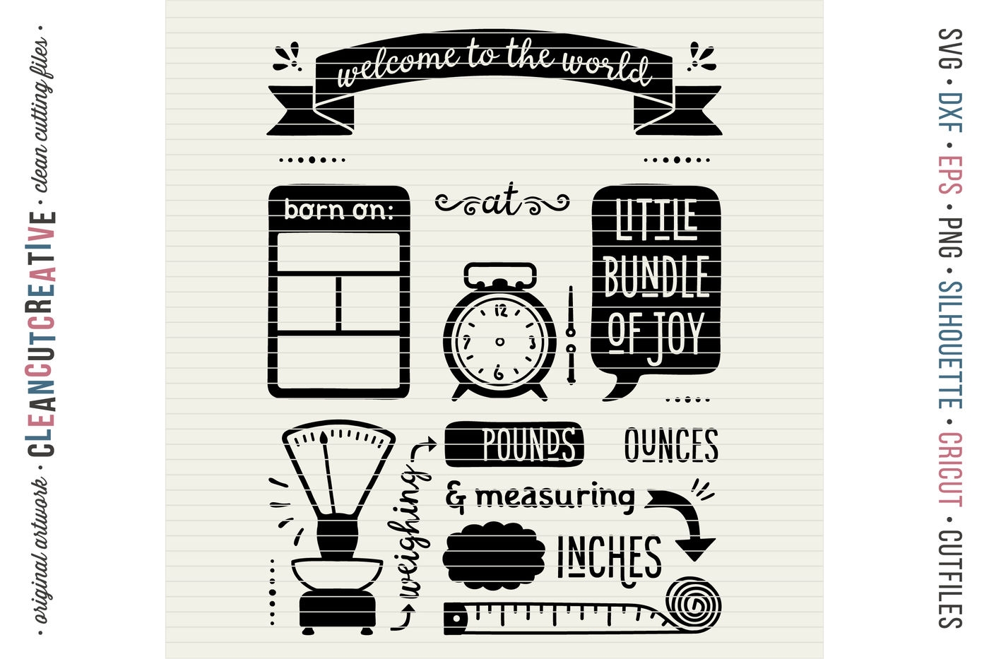 BIRTH STATS TEMPLATE Baby Birth Announcement SVG DXF EPS PNG Cricut Silhouette Clean Cutting Files By CleanCutCreative TheHungryJPEG