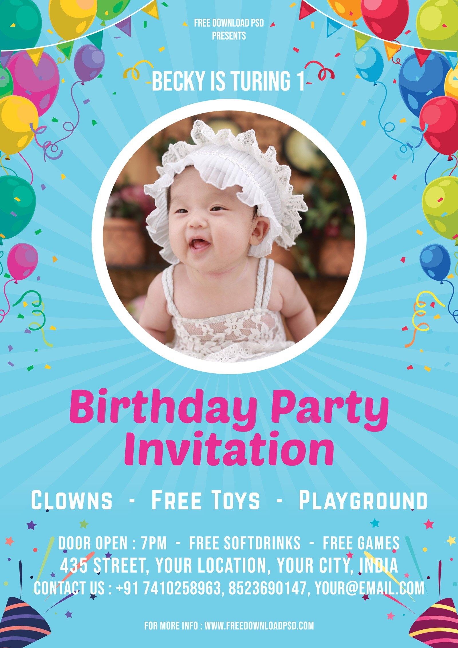 Birthday Invite Flyer PSD FreedownloadPSD