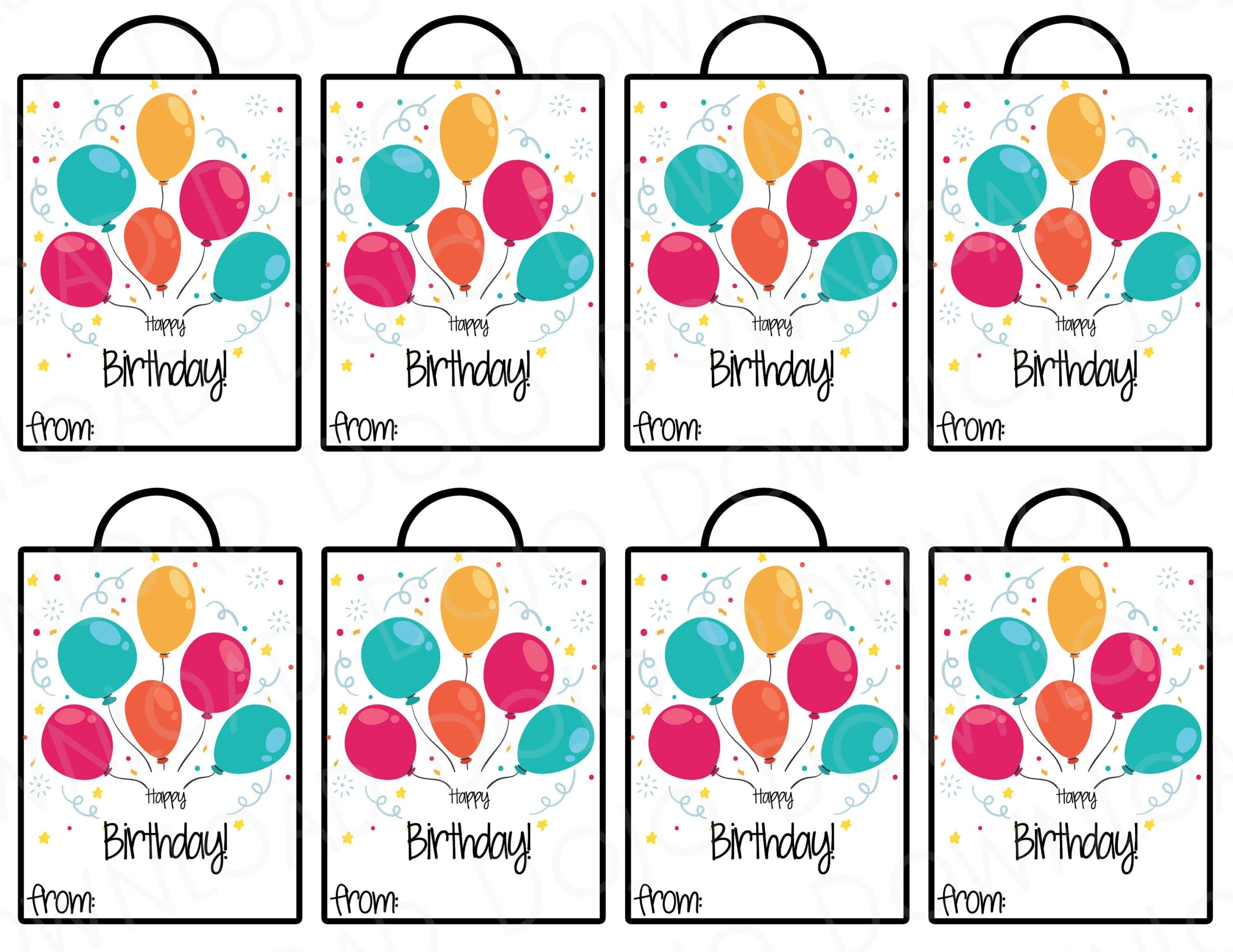 Birthday Tags Easy Printable Tags For Birthday Gifts Birthday Party Gift Tags Attach Birthday Tags To Your Birthday Gift Etsy