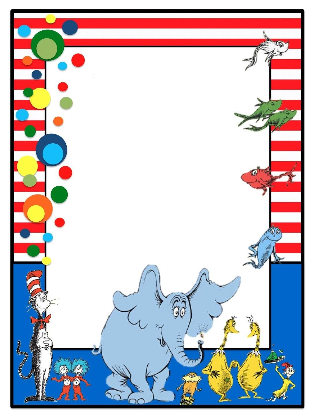 Blank For Note Invites Lablels Dr Seuss Invitations Seuss Worksheets Library