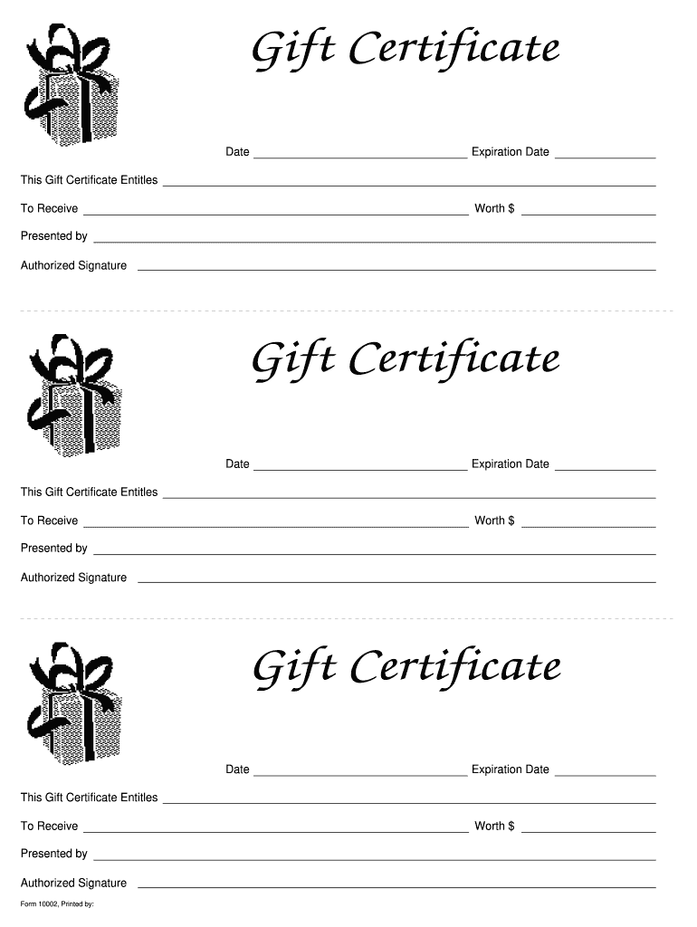 Blank Gift Certificate Template Fill Online Printable Fillable Blank PdfFiller