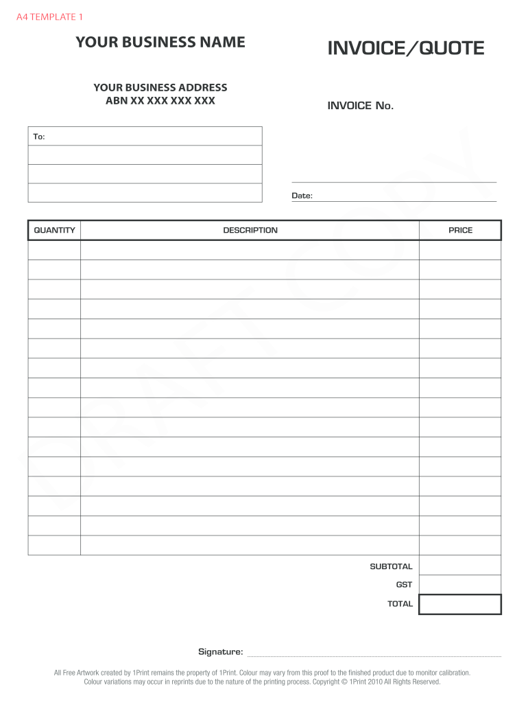 Printable Editable Invoice Template