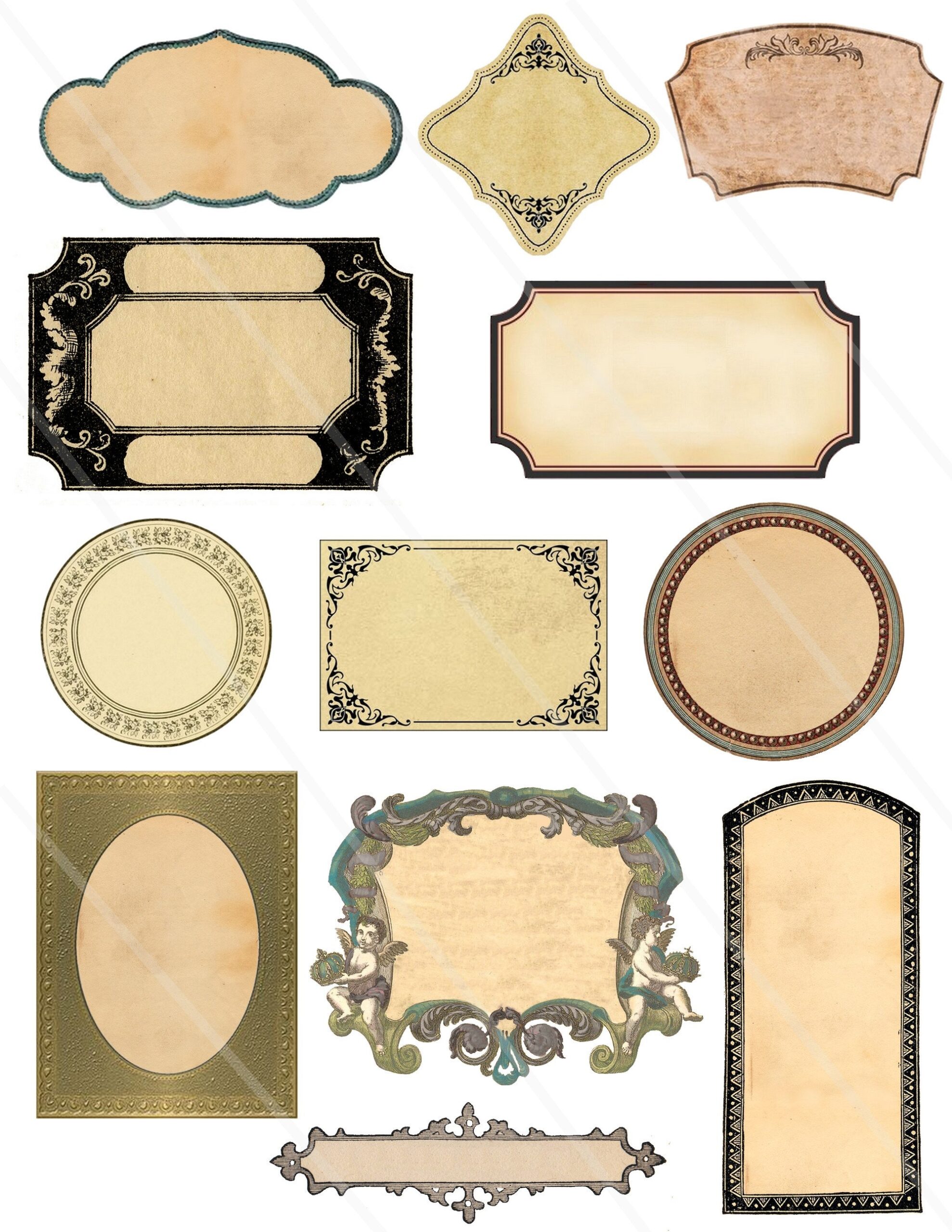 Blank Labels Printable Labels Add Text Organizing Scrapbooking Paper Crafting Instant Download Digital Collage Sheet Vintage Tags Etsy