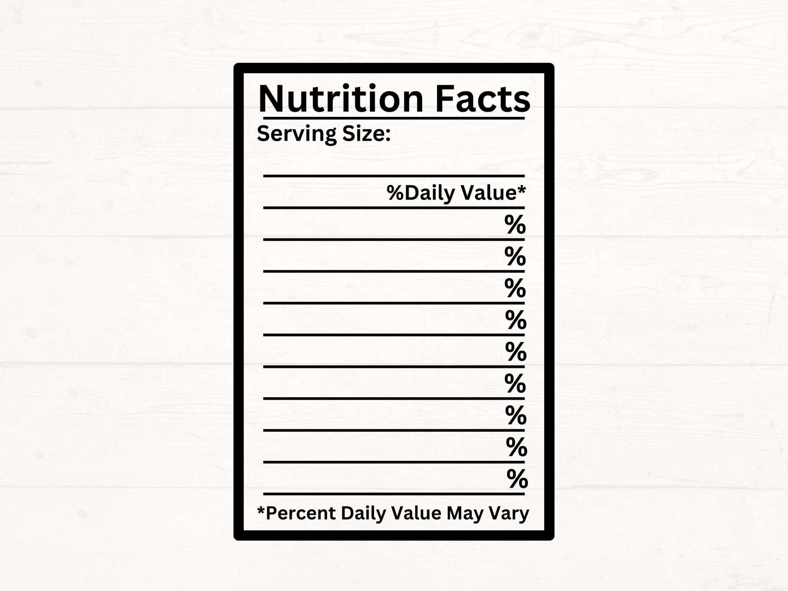 Blank Nutrition Facts SVG Nutrition Facts Template PNG Blank Label Template Nutrition Table Label For Cutting Machine Instant Download Etsy Canada