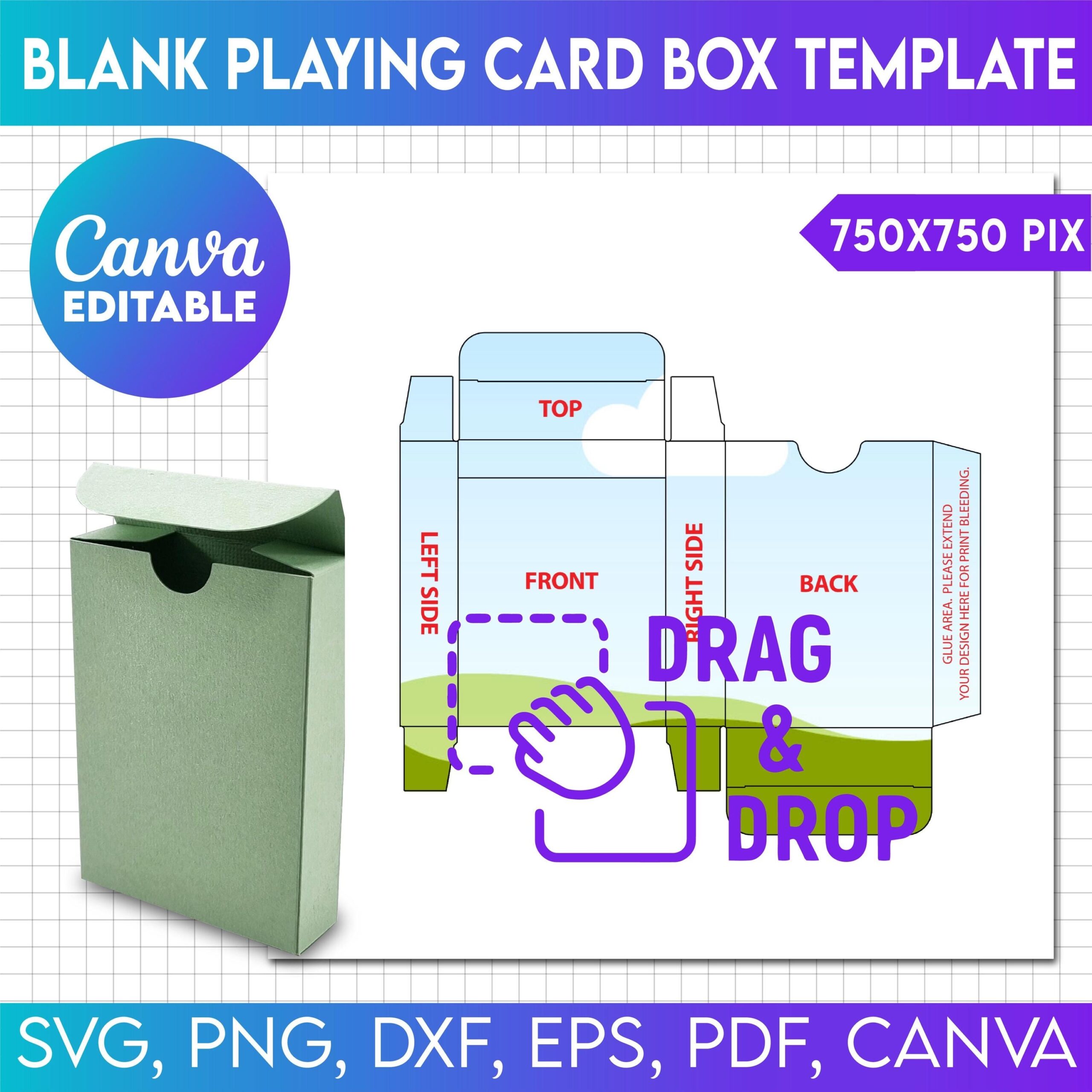Blank Playing Card Box Template Svg Poker Card Box Template Box Svg Trading Card Box Template Editable Canva Drag And Drop Template Etsy Australia