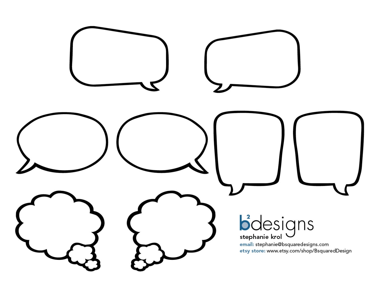 Blank Speech Bubbles 8 5 X 11 INSTANT DOWNLOAD Etsy