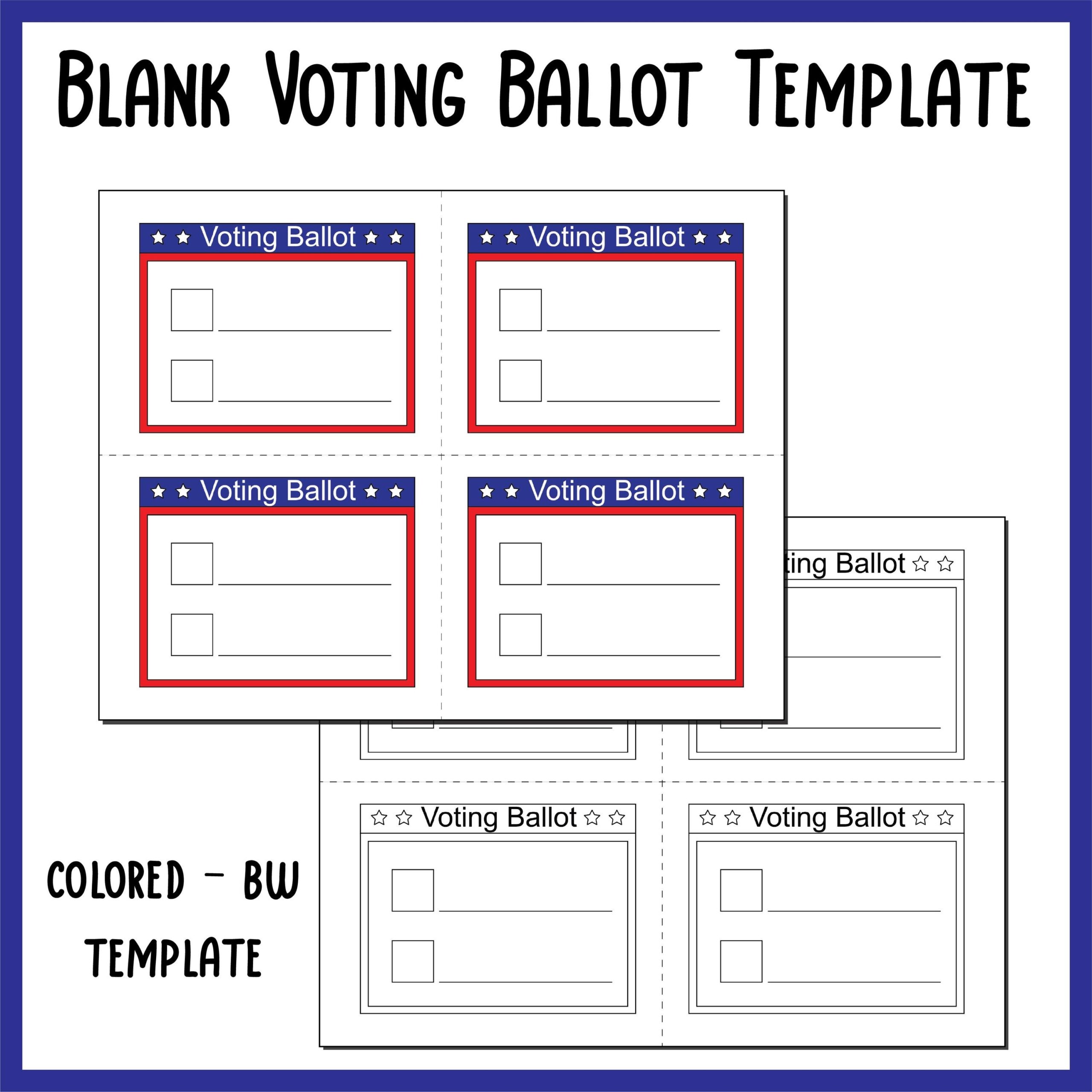 Blank Voting Ballot Template Mock Election Day Paper Printables Activities Etsy