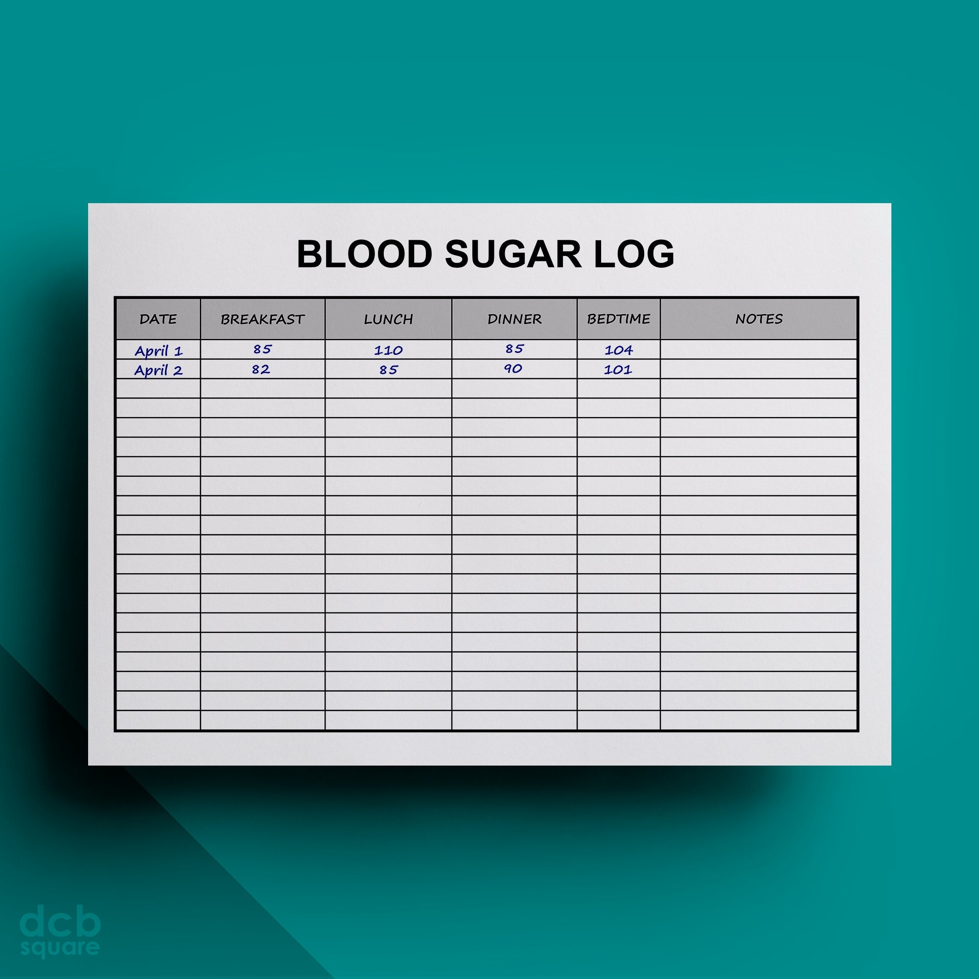 Printable, Savable, Editable Diabetes Logsheets