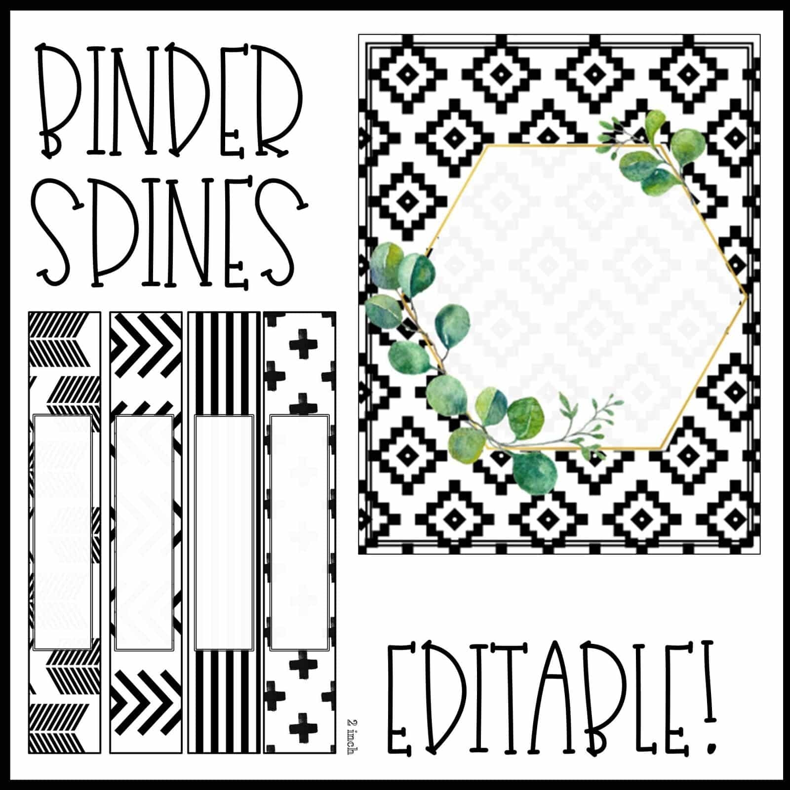 Free Editable Printable Binder Covers And Spines Black And White