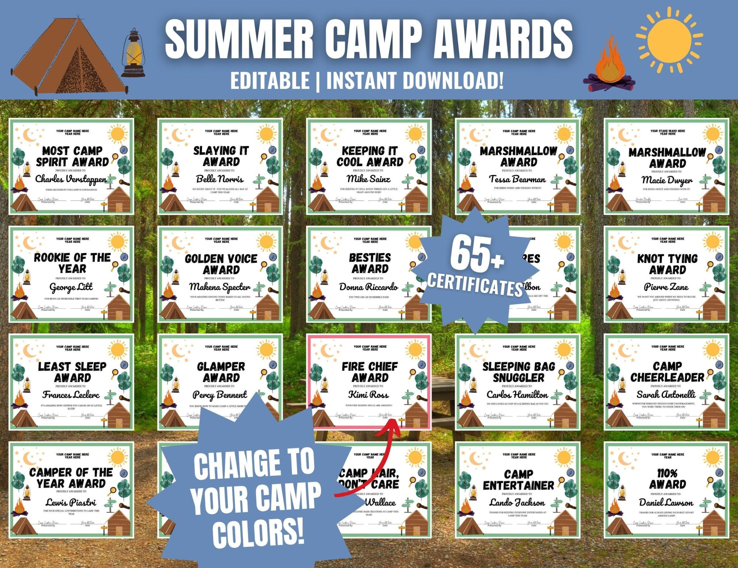 Boys Camp Awards Etsy