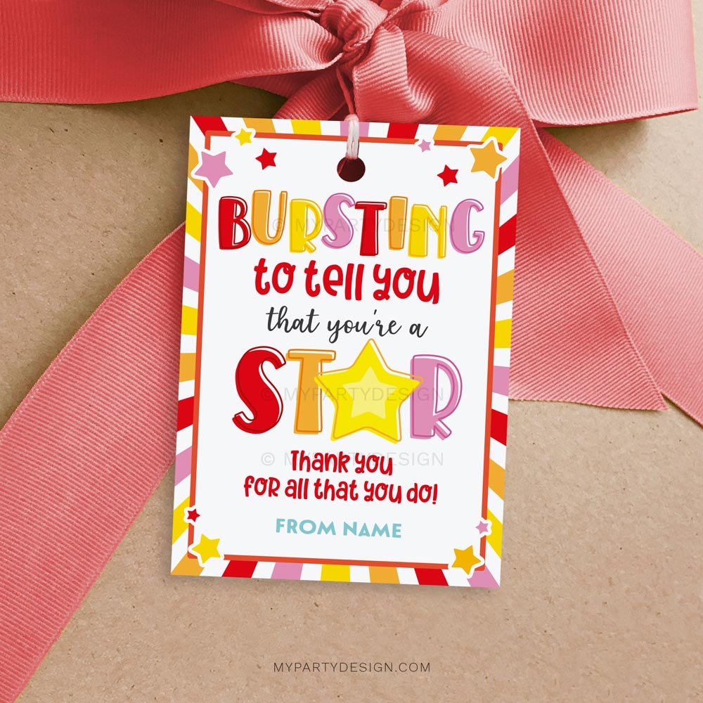 Bursting To Tell You re A Star Tag Printable PDF My Party Design
