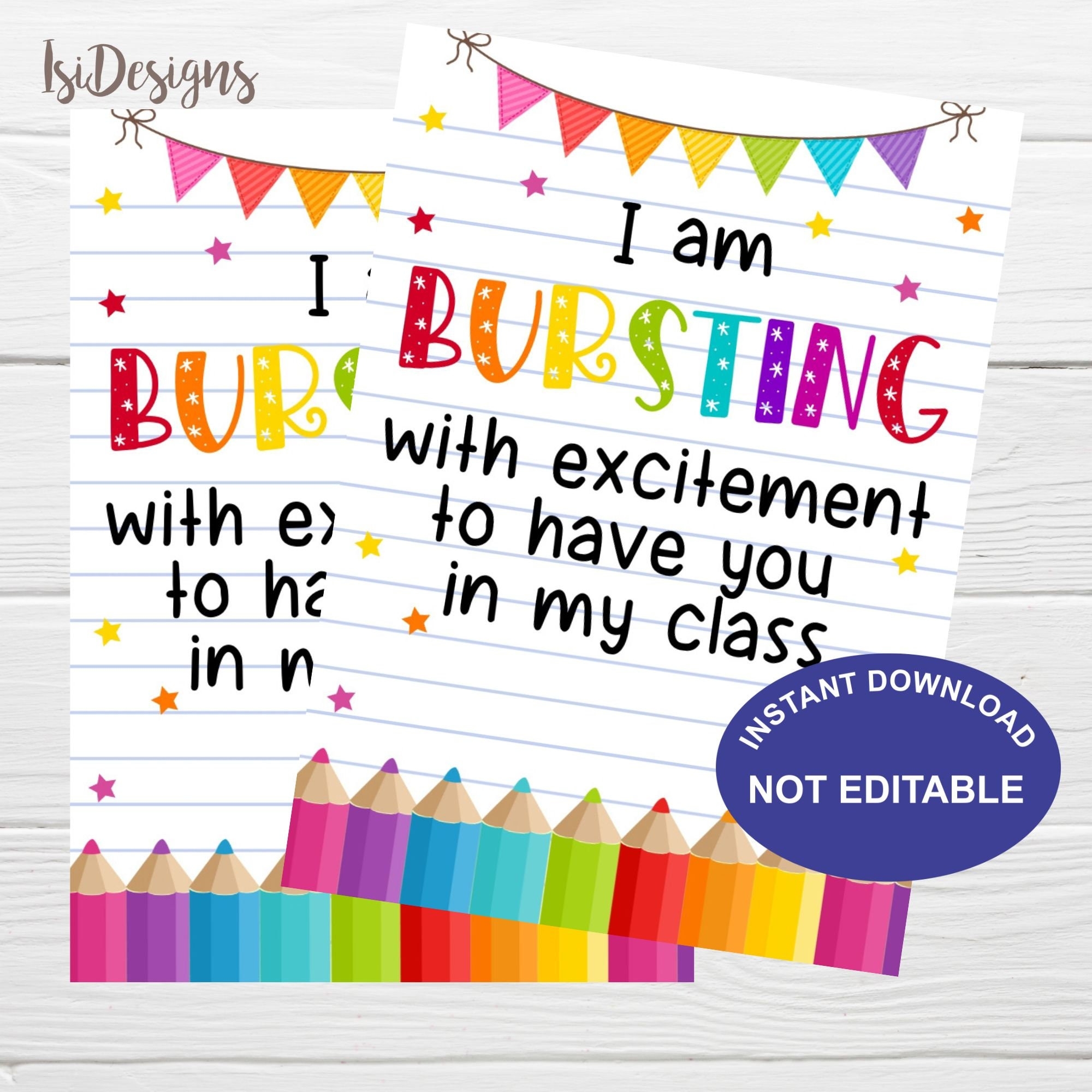 Bursting With Excitement To Have You In My Class Gift Tag Back To School Printable Tag Teacher Gift Tag Candy School Gift Tags Etsy