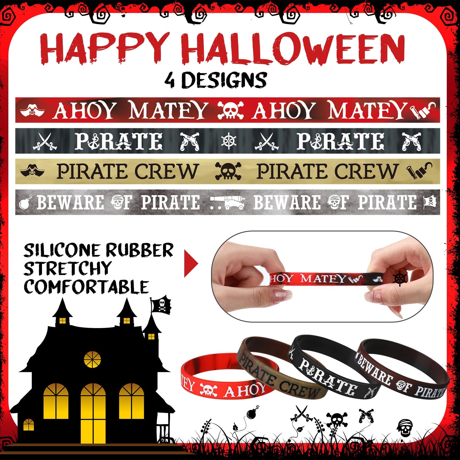 Buy Capoda 24 Pcs Pirate Silicone Bracelets Ahoy Matey Caribbean Rubber Wristbands Skull Pirate Ship Party Favors For Girls Boys Birthday Decorations Halloween Party Supplies Online At Low Prices In India 