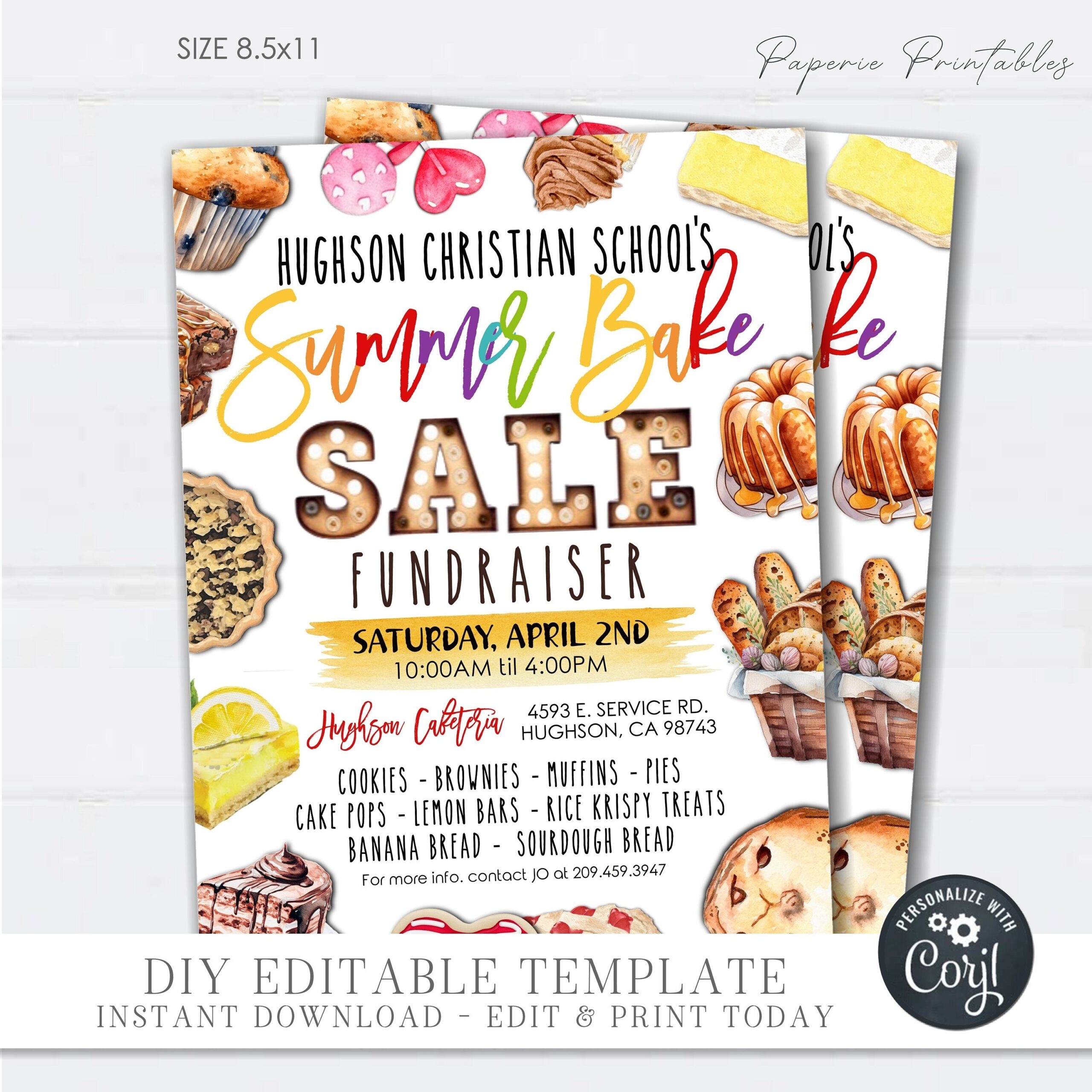 Buy EDITABLE Summer Bake Sale Fundraiser Flyer Summer Bake Sale Flyer Bake Sale Fundraiser Flyer Digital Printable DIY With Corjl FLYR16 Online In India Etsy