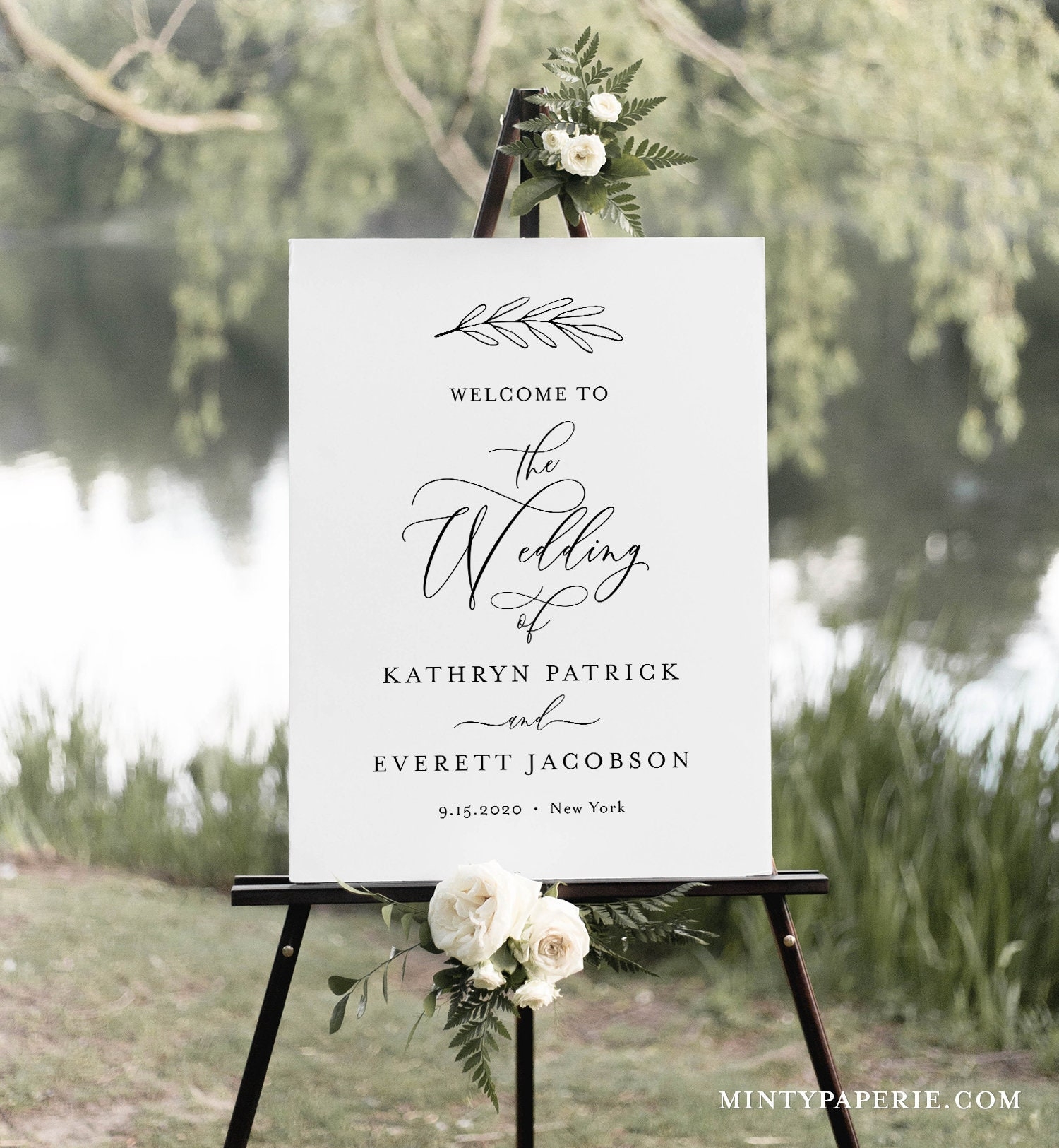 Calligraphy Wedding Welcome Sign Printable Minimalist Bridal Shower Welcome Sign Instant Download Editable Template Templett 003 185LS