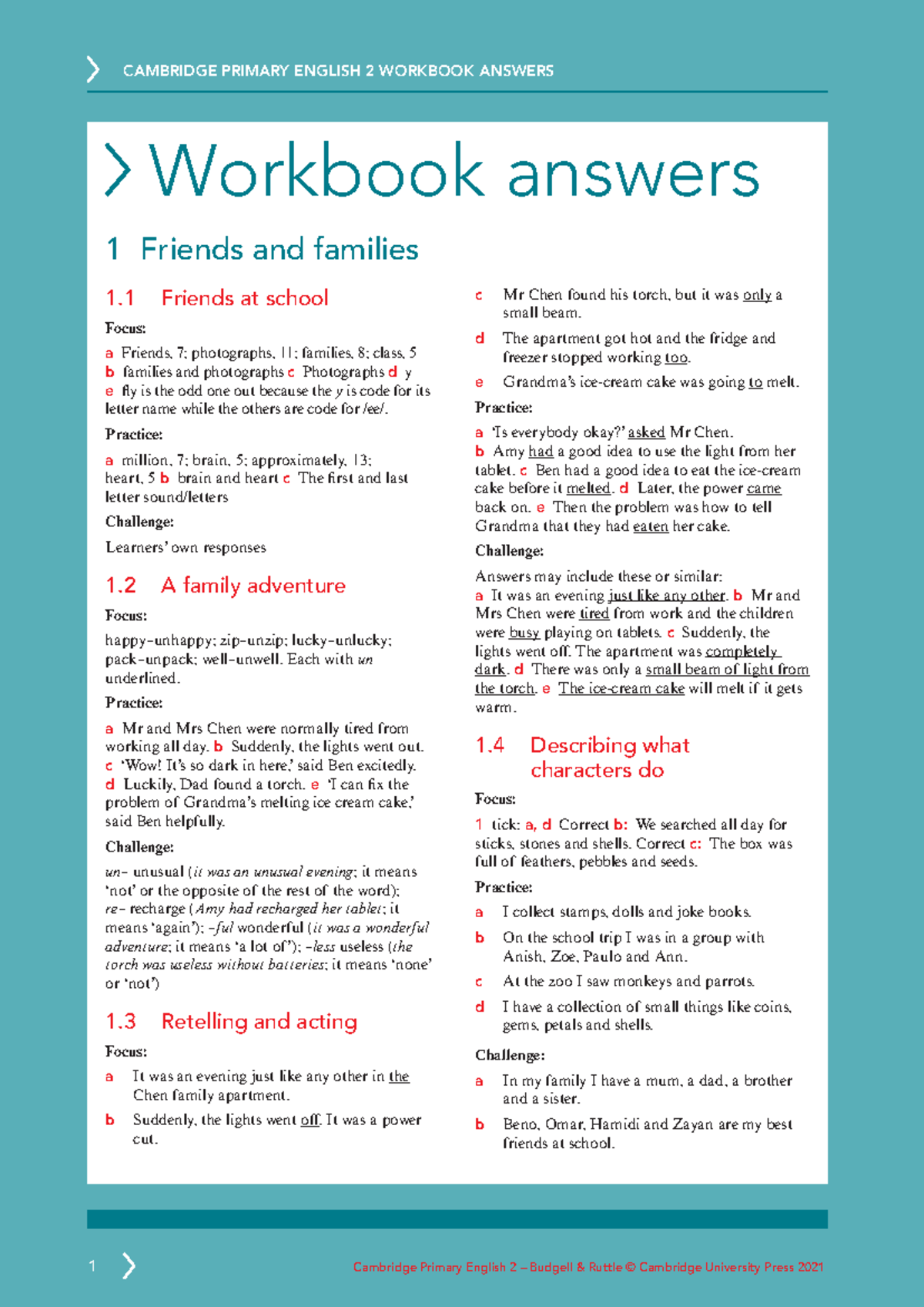 Cambridge Primary English 2nd LB Workbook Answers Summary Studocu