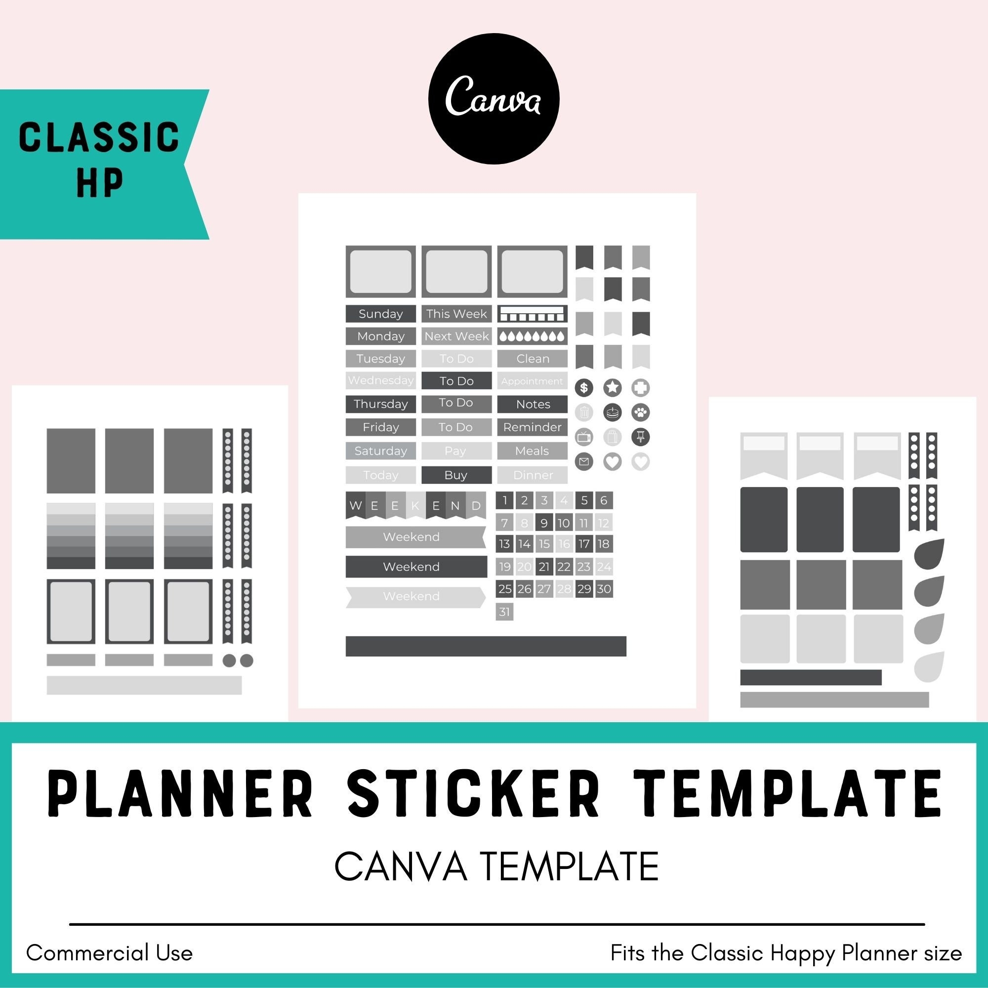 Canva Template For Planner Stickers Commercial Use Fits Classic Happy Planner Etsy