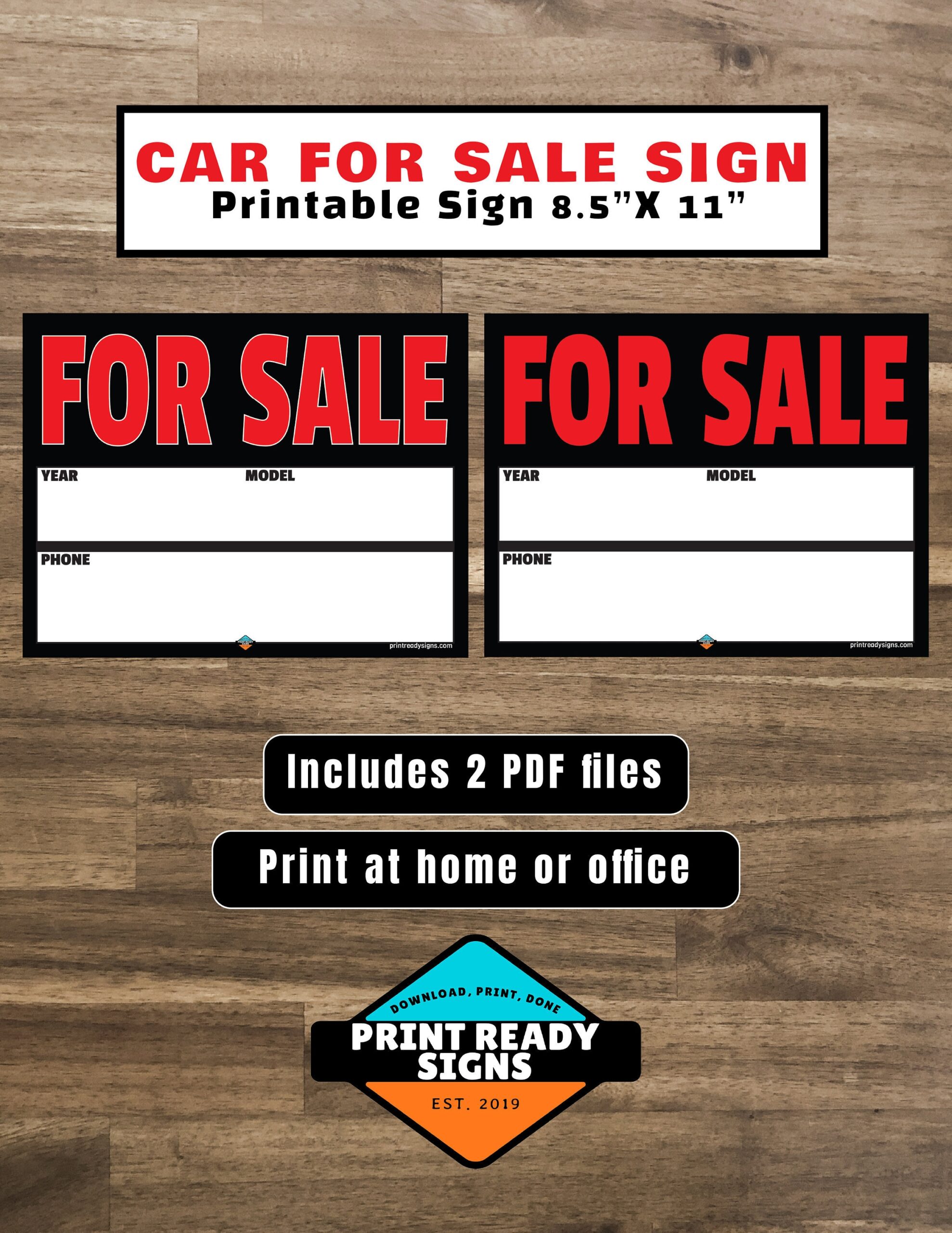 Car For Sale Sign Digital Download 8 5x11 Inches PDF Format Printable Vehicle For Sale For Sale By Owner Blank Sign DIY Car For Sale Etsy