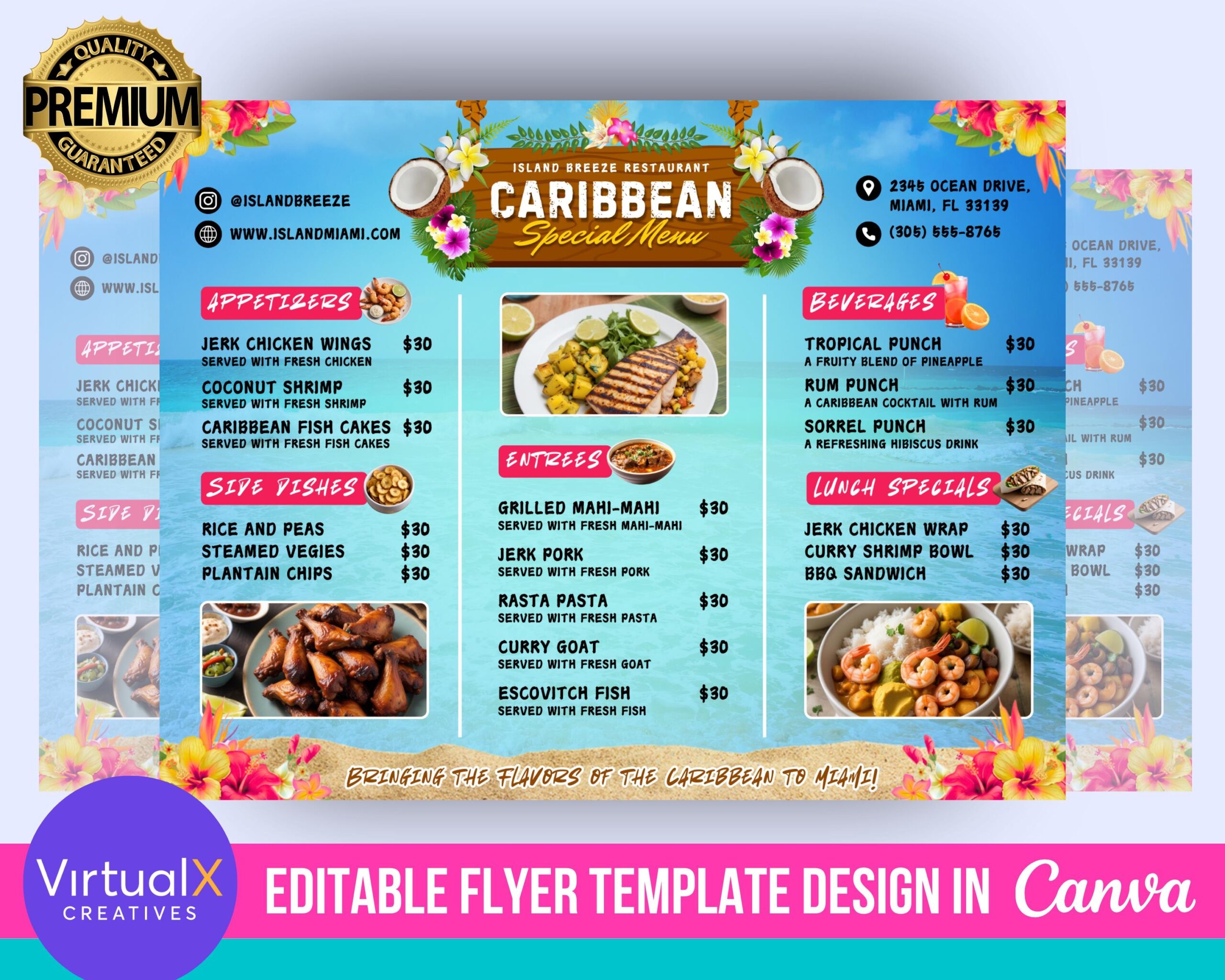 Caribbean Food Menu Flyer Jamaican Restaurant Menu Haitian Food Menu Editable Catering Menu Printable Food Sale Menu DIY Canva Template Etsy