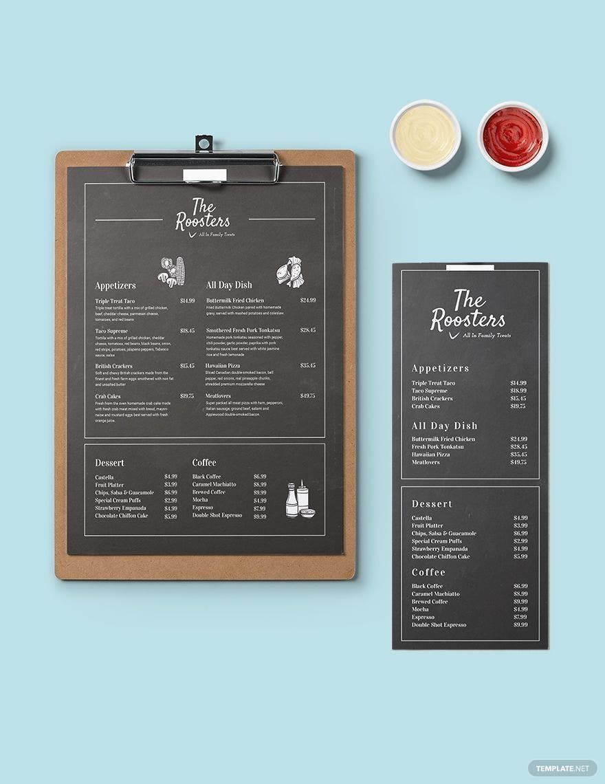 Chalkboard Menu Card Template In Illustrator PSD Pages Word Publisher Google Docs Google Docs Download Template