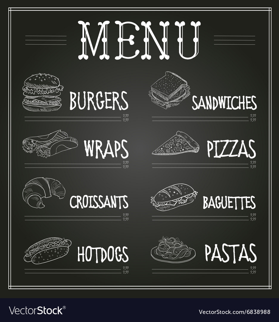 Chalkboard Menu Printable Template Editable