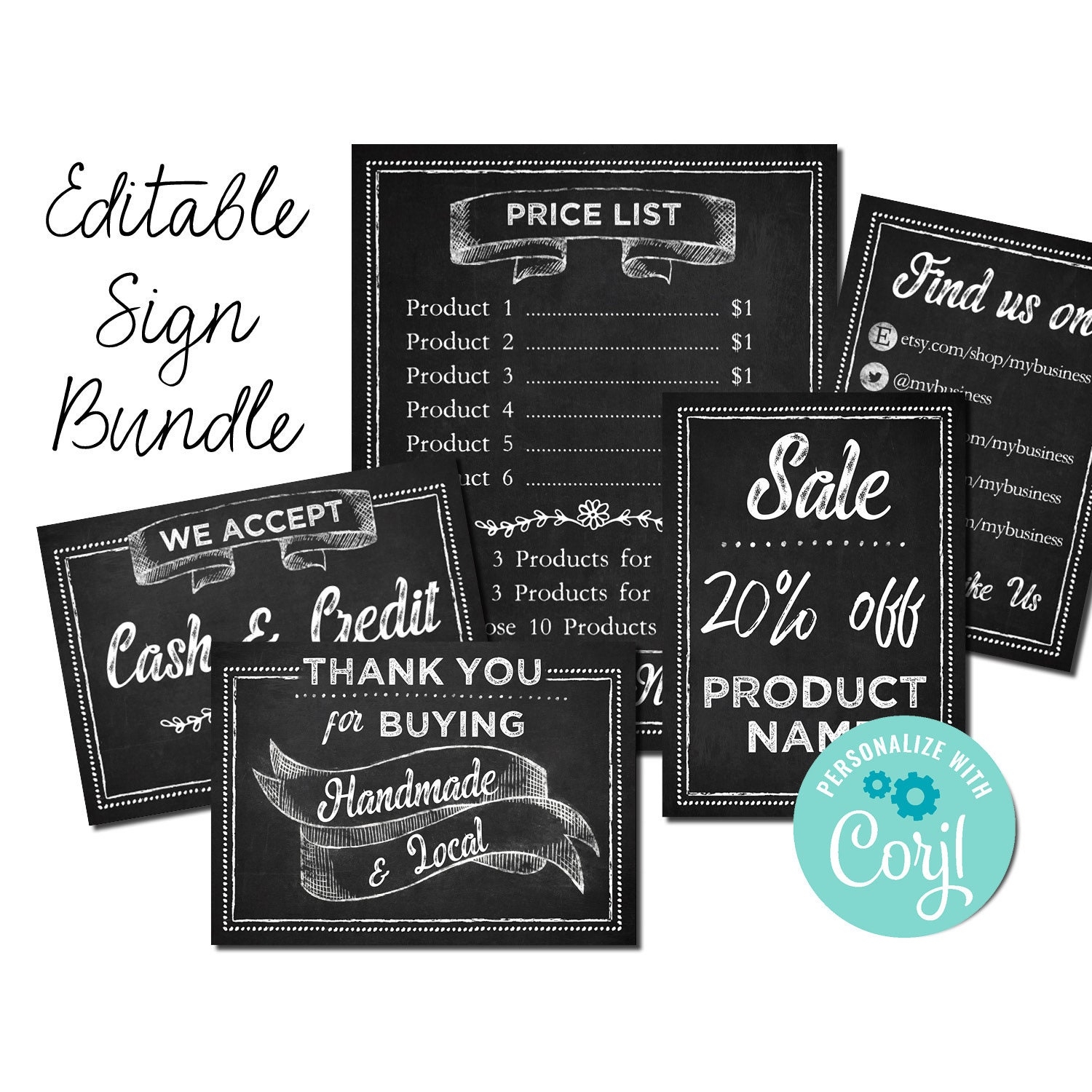 Editable Printable Chalkboard Sign