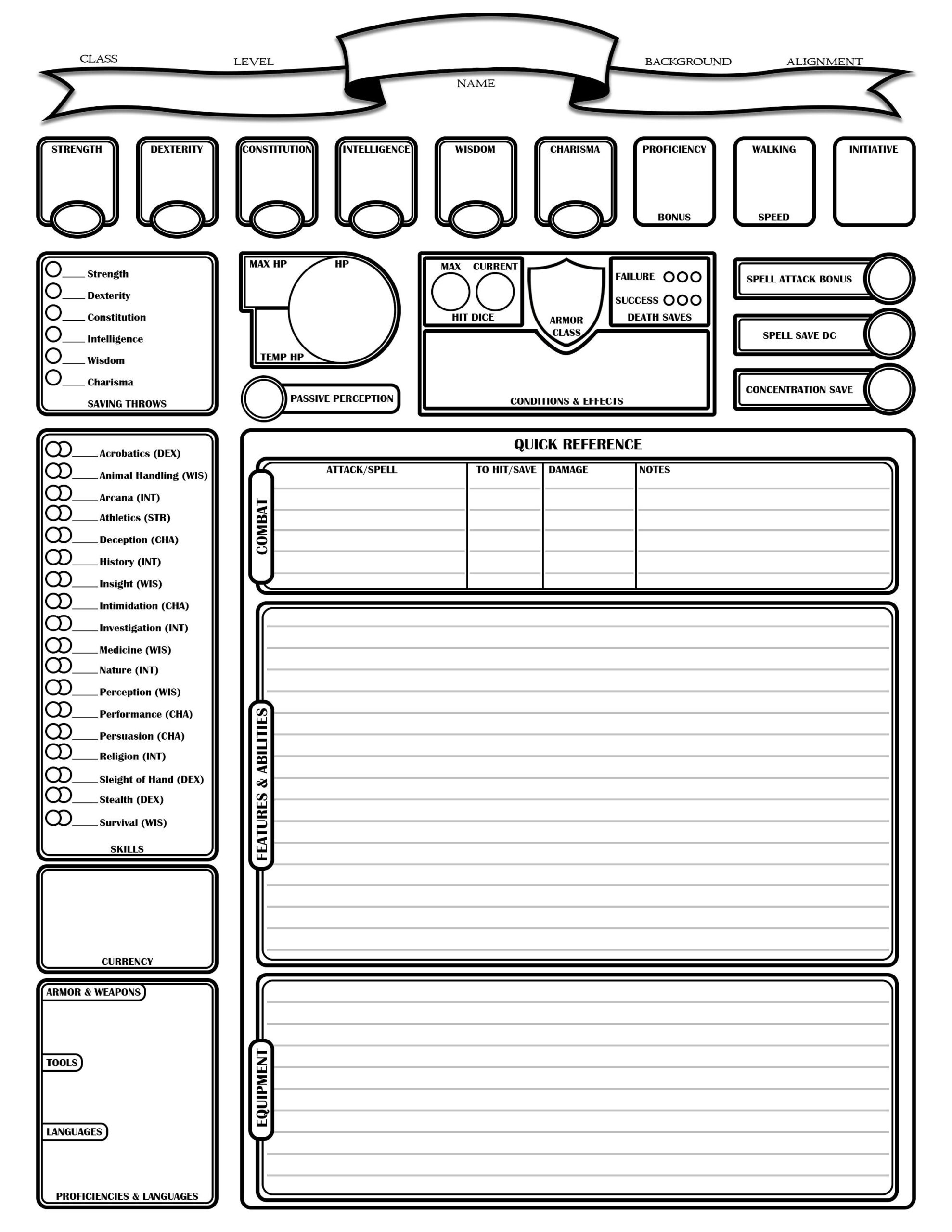 Character Sheet D D 5E Etsy Sweden