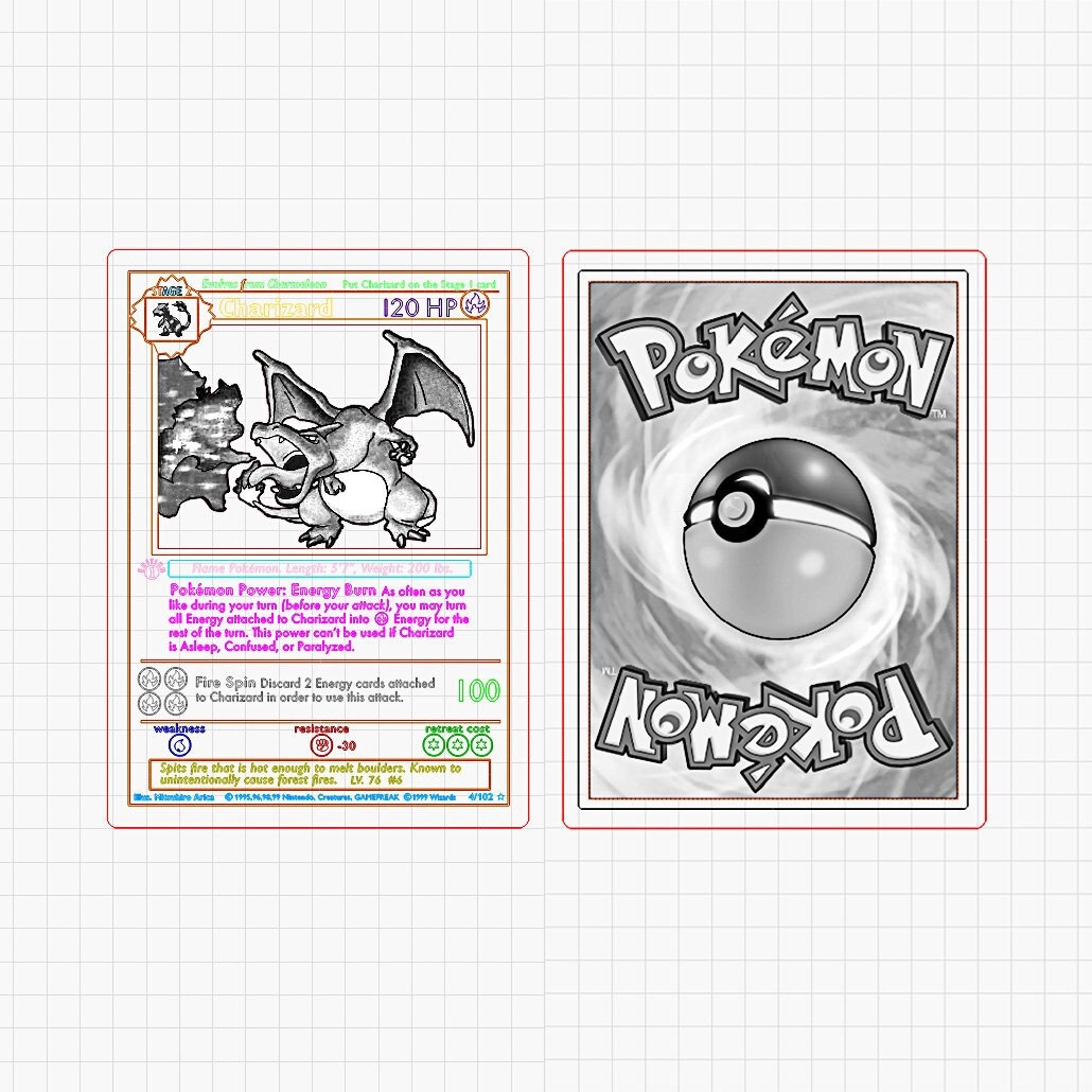 Charizard Base Set SVG Laser Cut File Lightburn Template Pok mon Card Vector Digital Download Etsy
