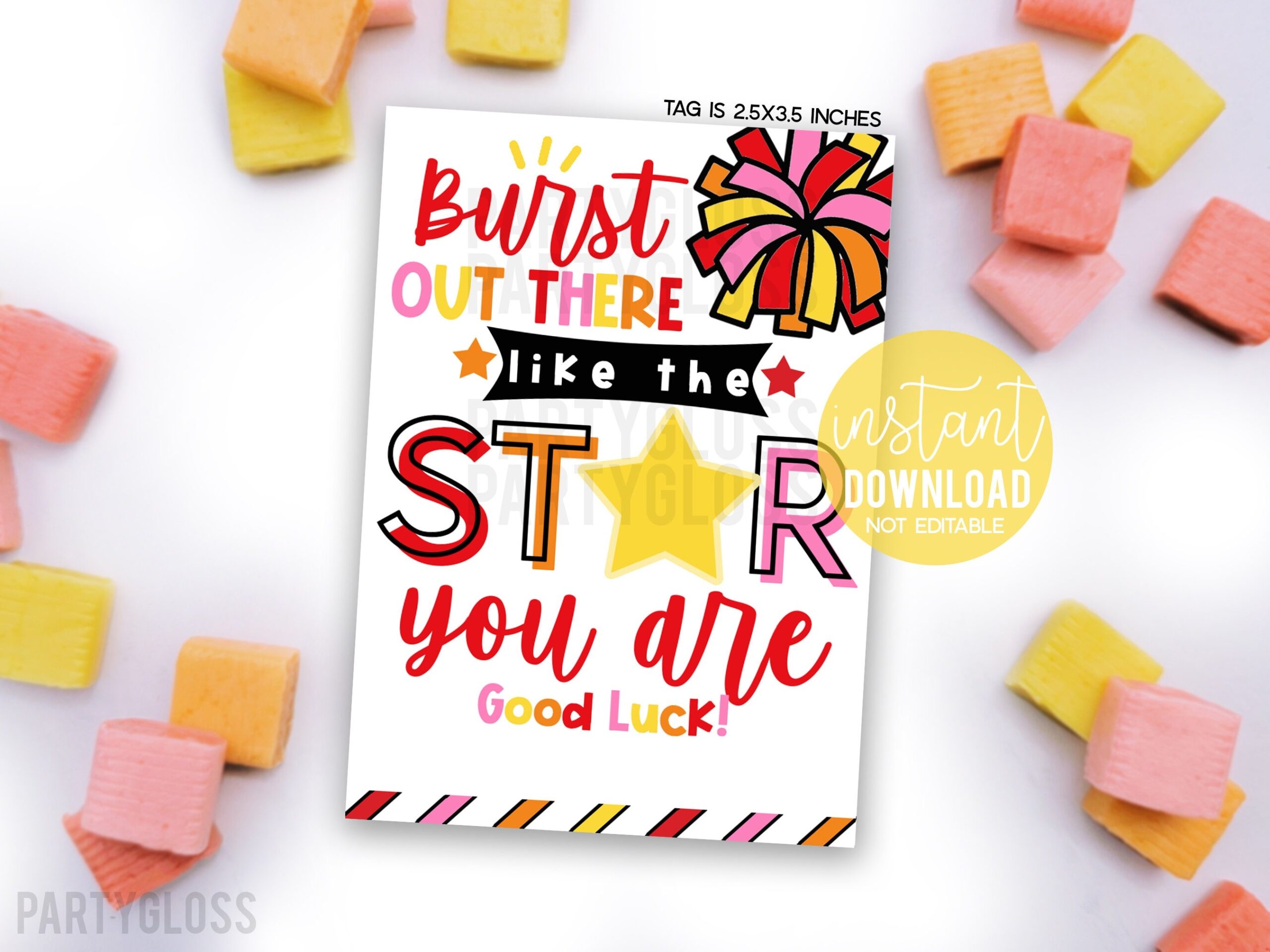 Cheer Star Printable Gift Tags Burst Out There Like The Star You Are Good Luck Cheerleading Competition Meet Jamboree Cheer Camp Squad Treat Etsy