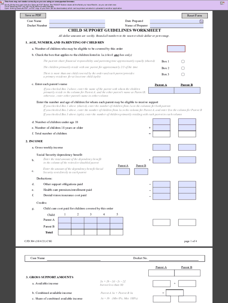 Child Support Worksheet Fill Online Printable Fillable Blank PdfFiller
